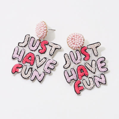 "Just Have Fun" Beaded Post Earrings