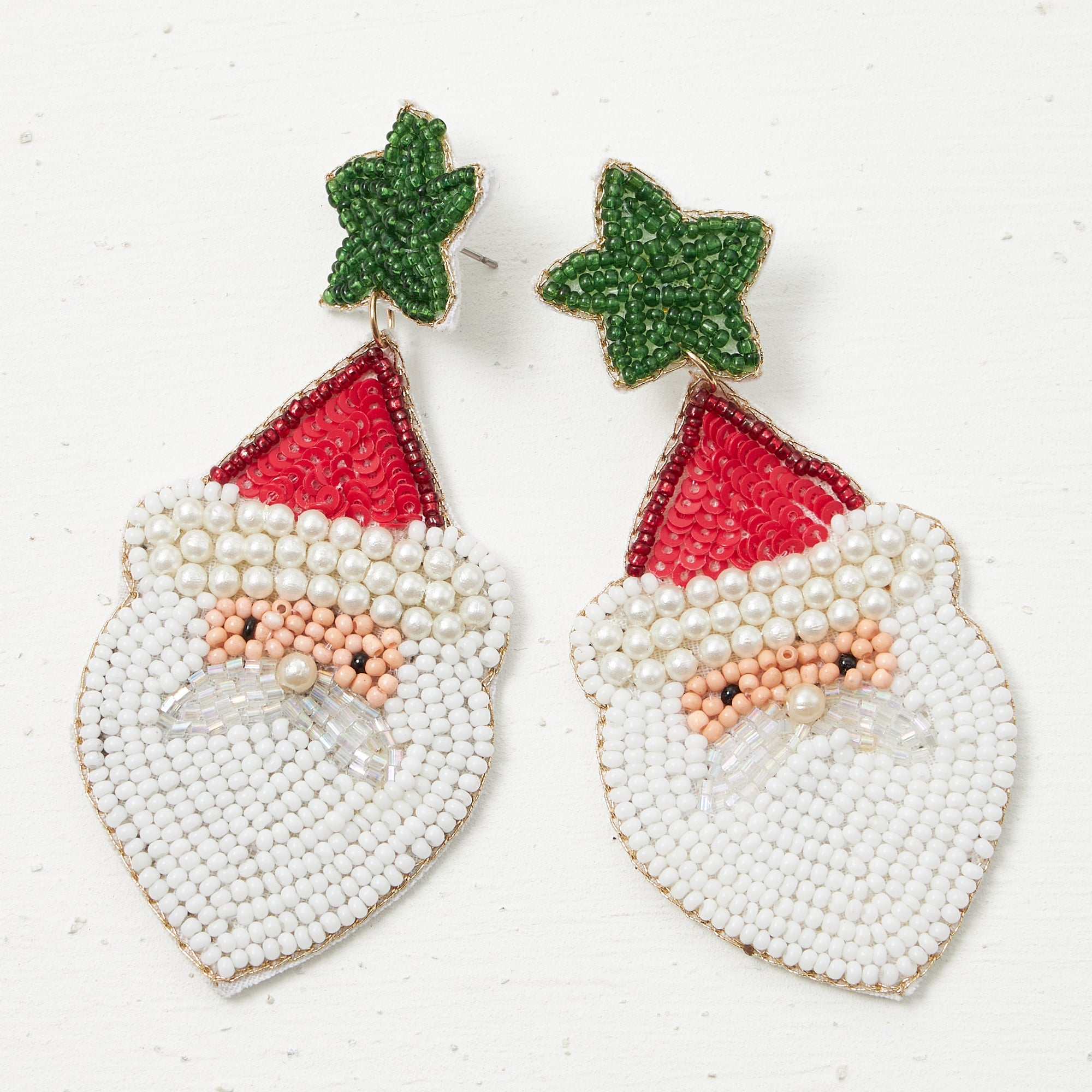 Christmas Santa Claus Seed Bead Earrings