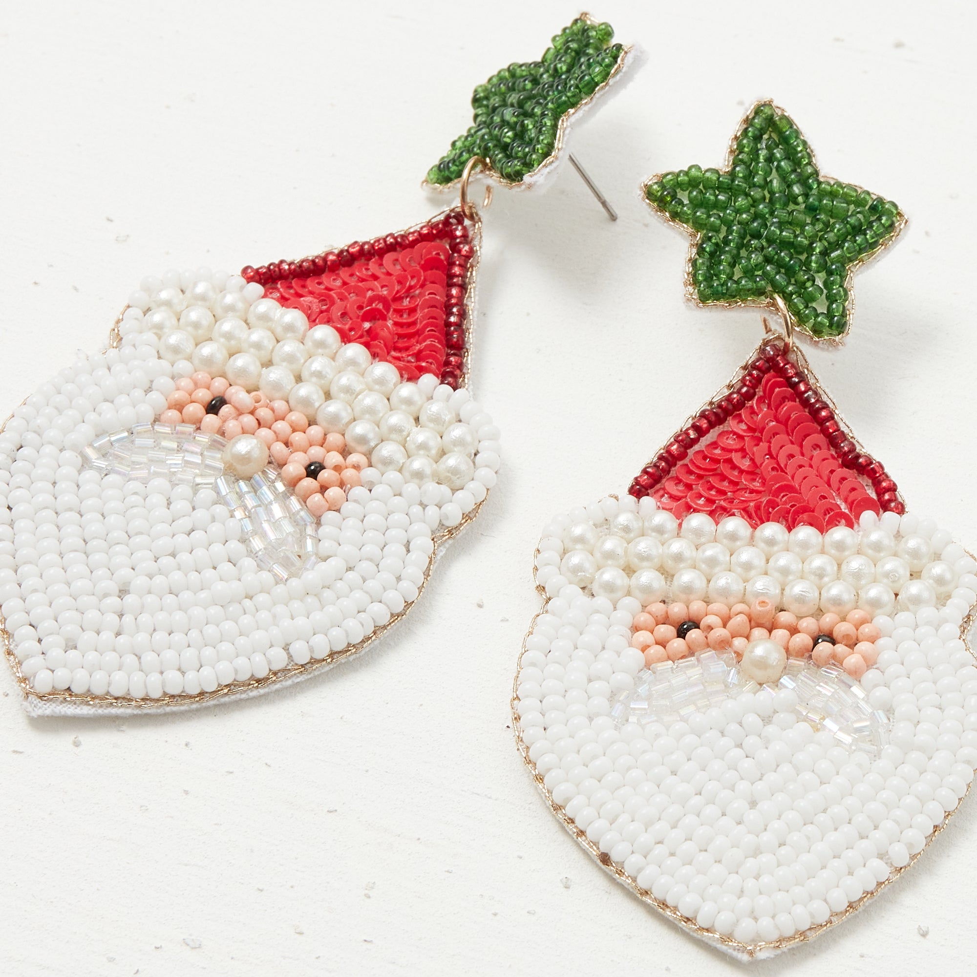 Christmas Santa Claus Seed Bead Earrings