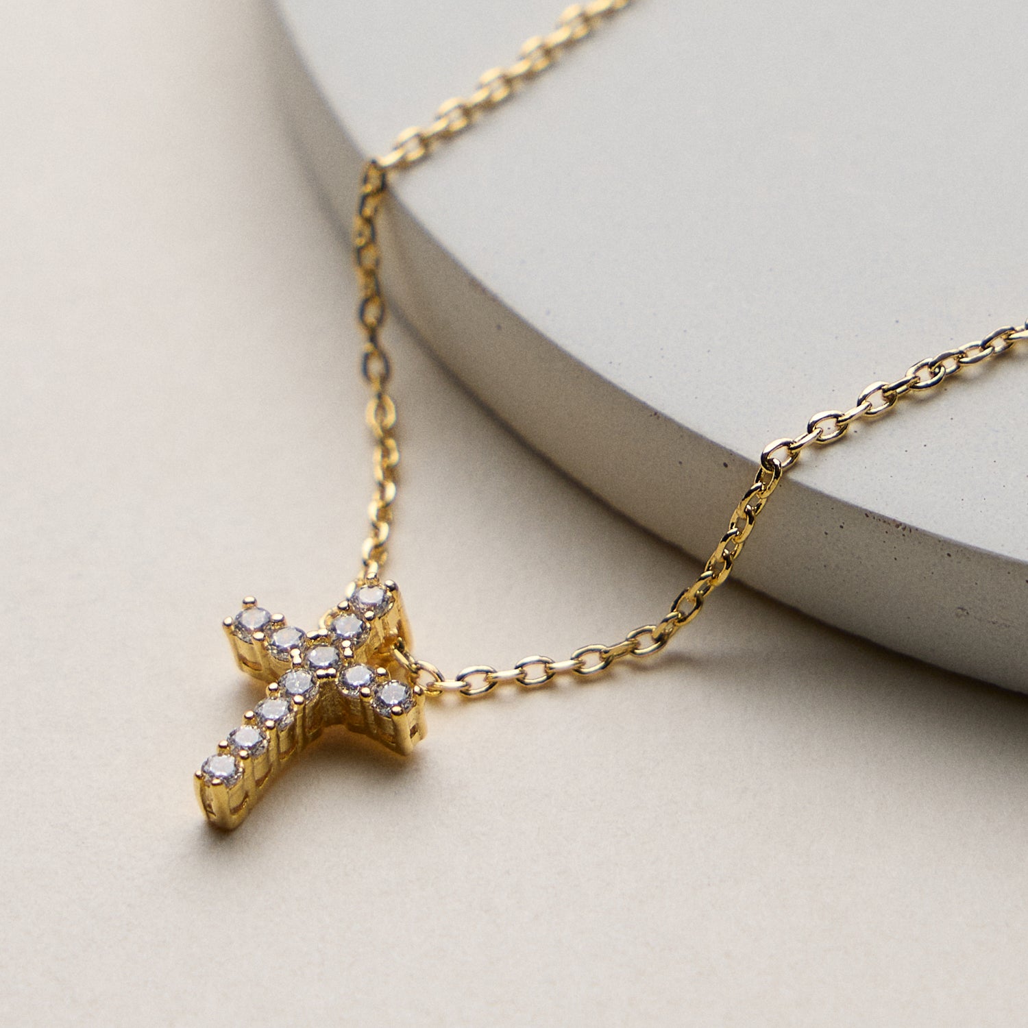 Gold Dipped Cross Pendant Necklace – Dainty CZ Christian Jewelry