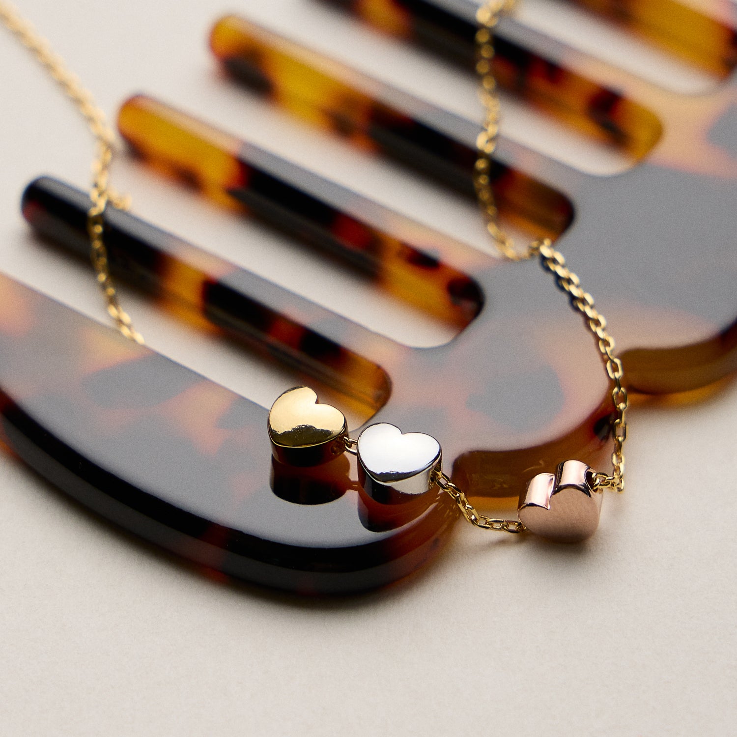 Gold Dipped Triple Heart Pendant Necklace – Dainty Chain