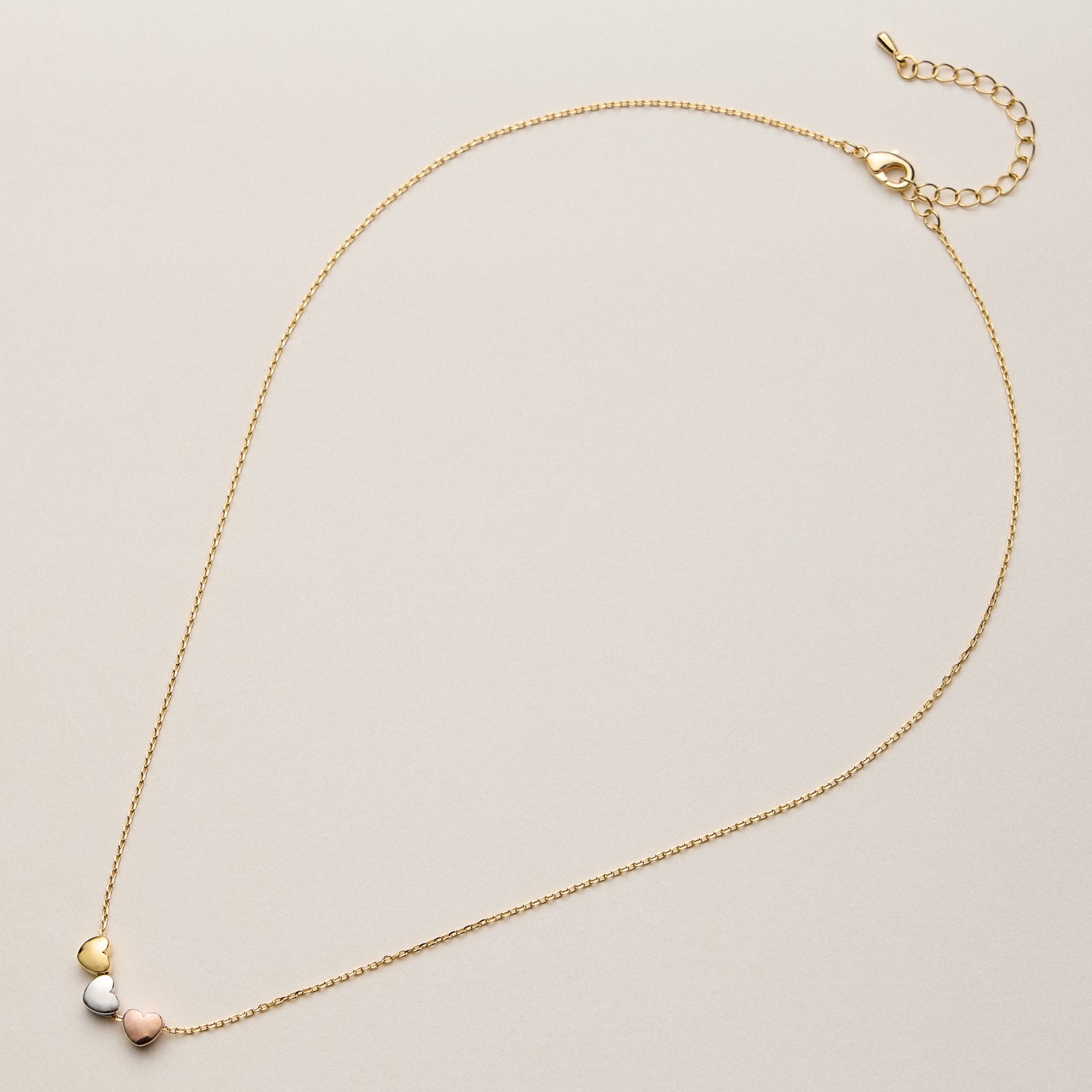 Gold Dipped Triple Heart Pendant Necklace – Dainty Chain