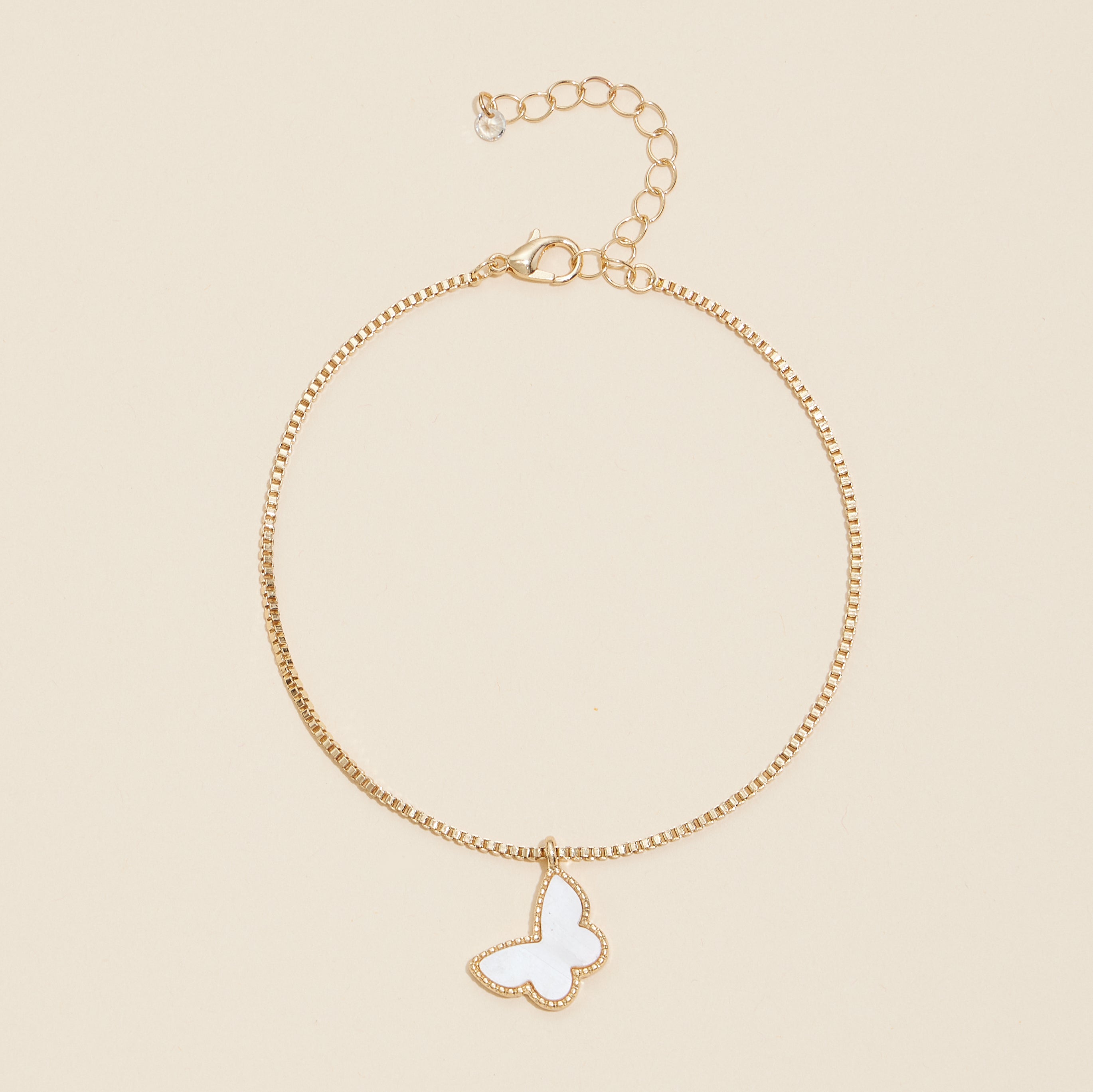 Mother of Pearl Butterfly Anklets | Box Chain - Frem