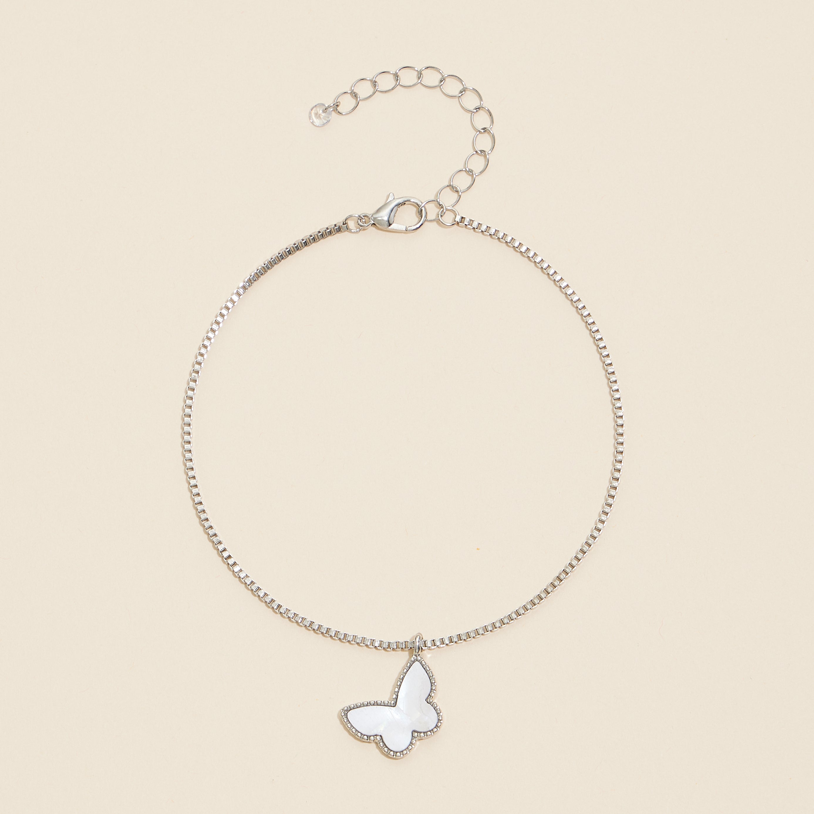 Mother of Pearl Butterfly Anklets | Box Chain - Frem