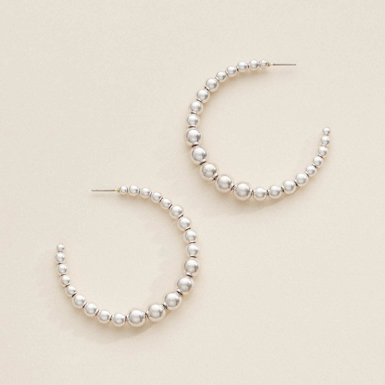 Gold and Silver Beaded Hoop Earrings – Modern Elegance