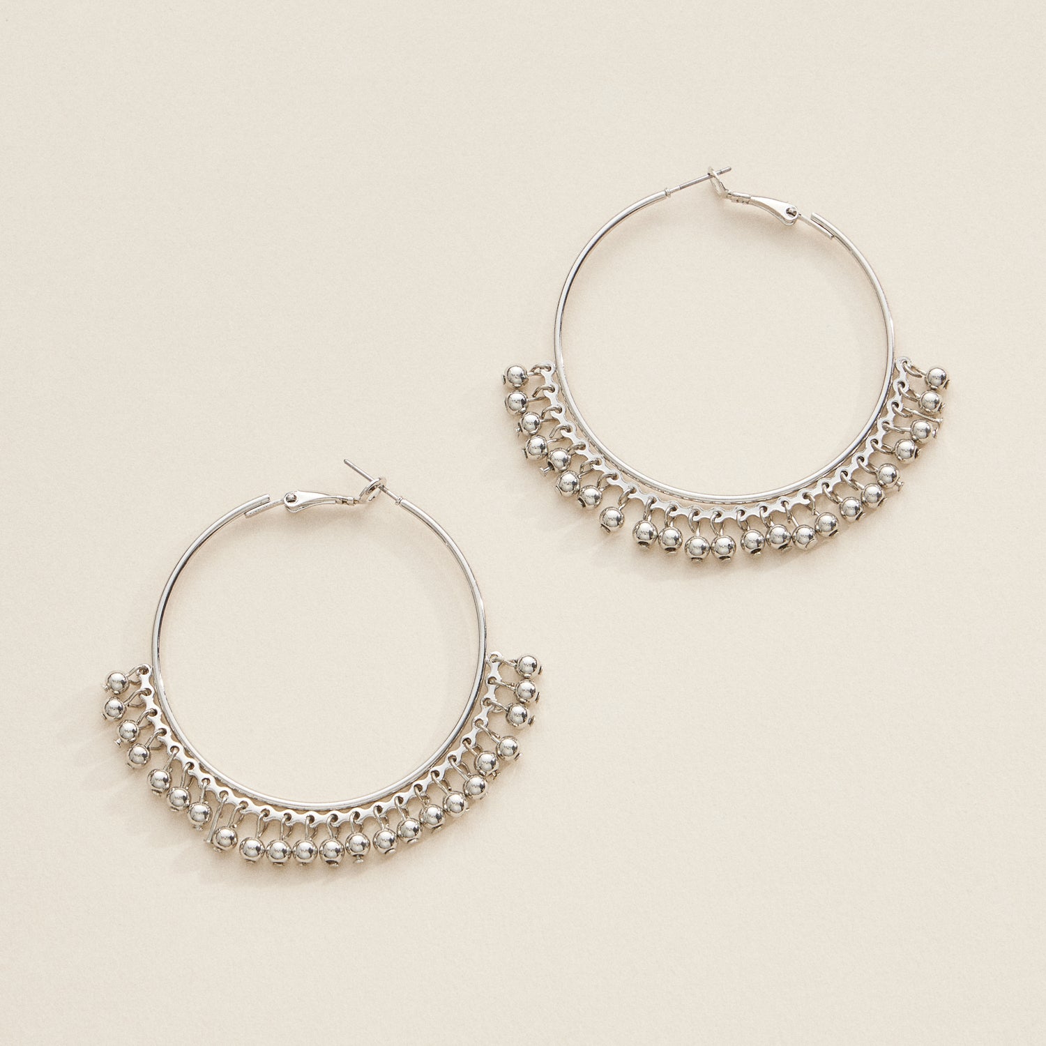 Silver and Gold Plated Hoop Earrings with Beaded Detailing