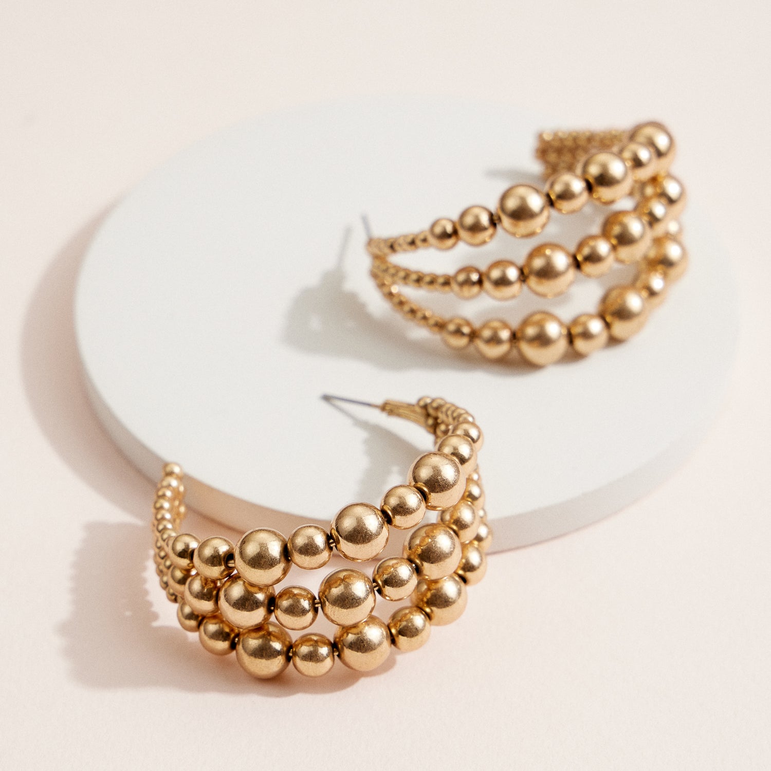 Copper-Coated Beaded Hoop Earrings – Bold & Elegant Statement Jewelry