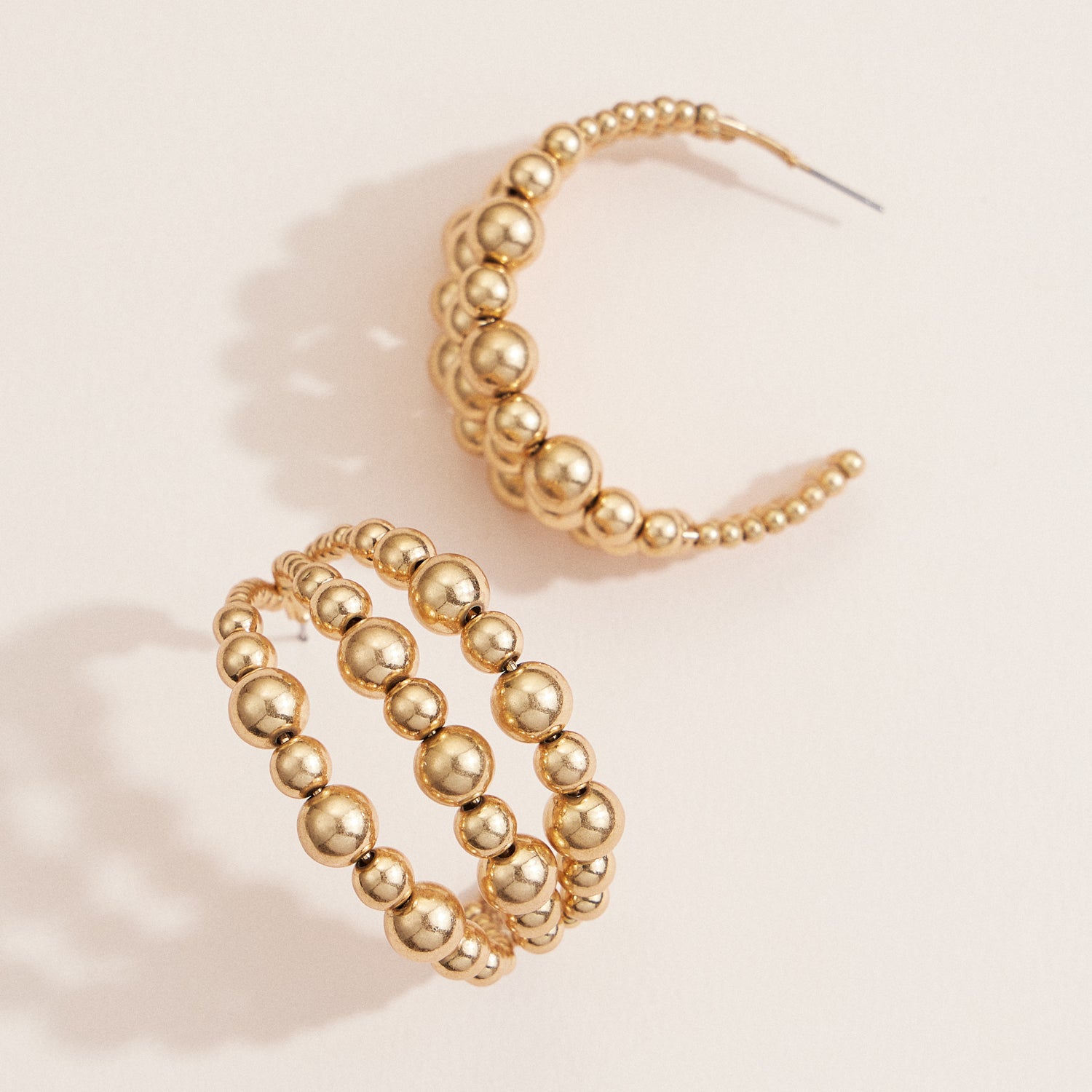Copper-Coated Beaded Hoop Earrings – Bold & Elegant Statement Jewelry