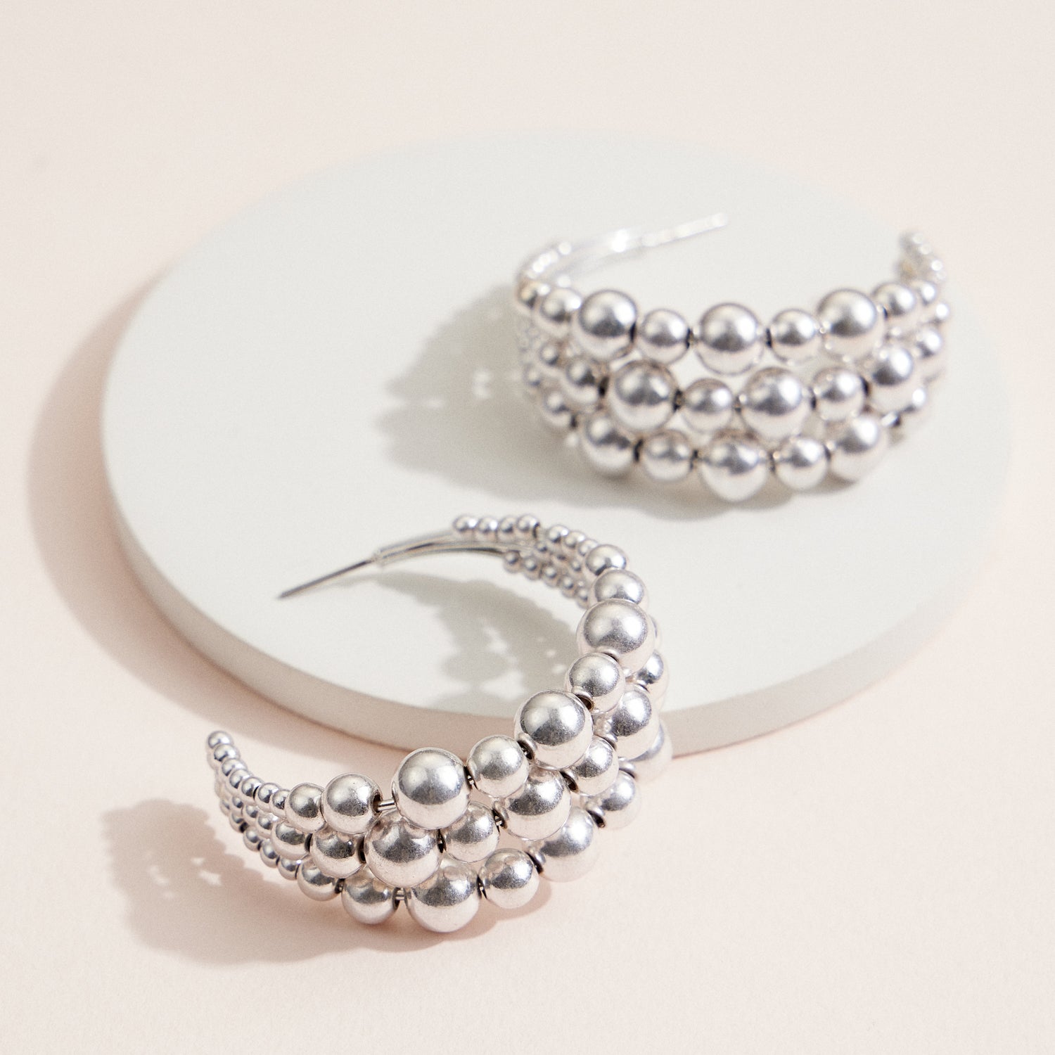 Copper-Coated Beaded Hoop Earrings – Bold & Elegant Statement Jewelry