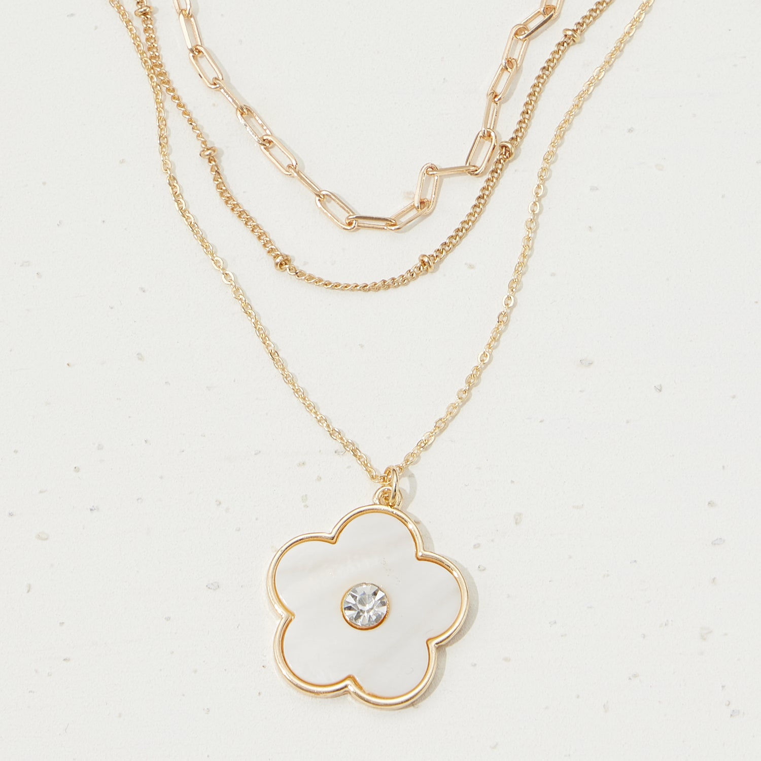 Layered Necklace with Floral Charm