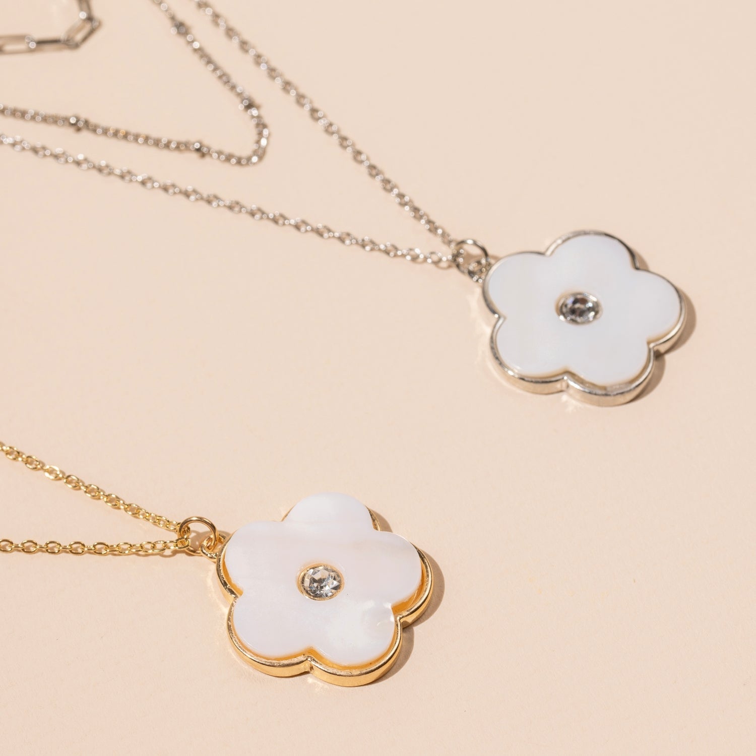 Layered Necklace with Floral Charm