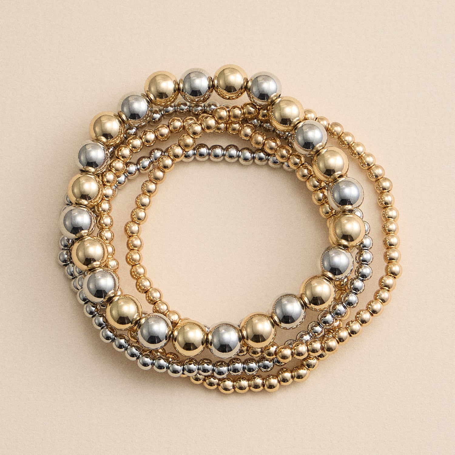 Copper Coated Beaded Stretch Bracelet Set – Stackable & Stylish