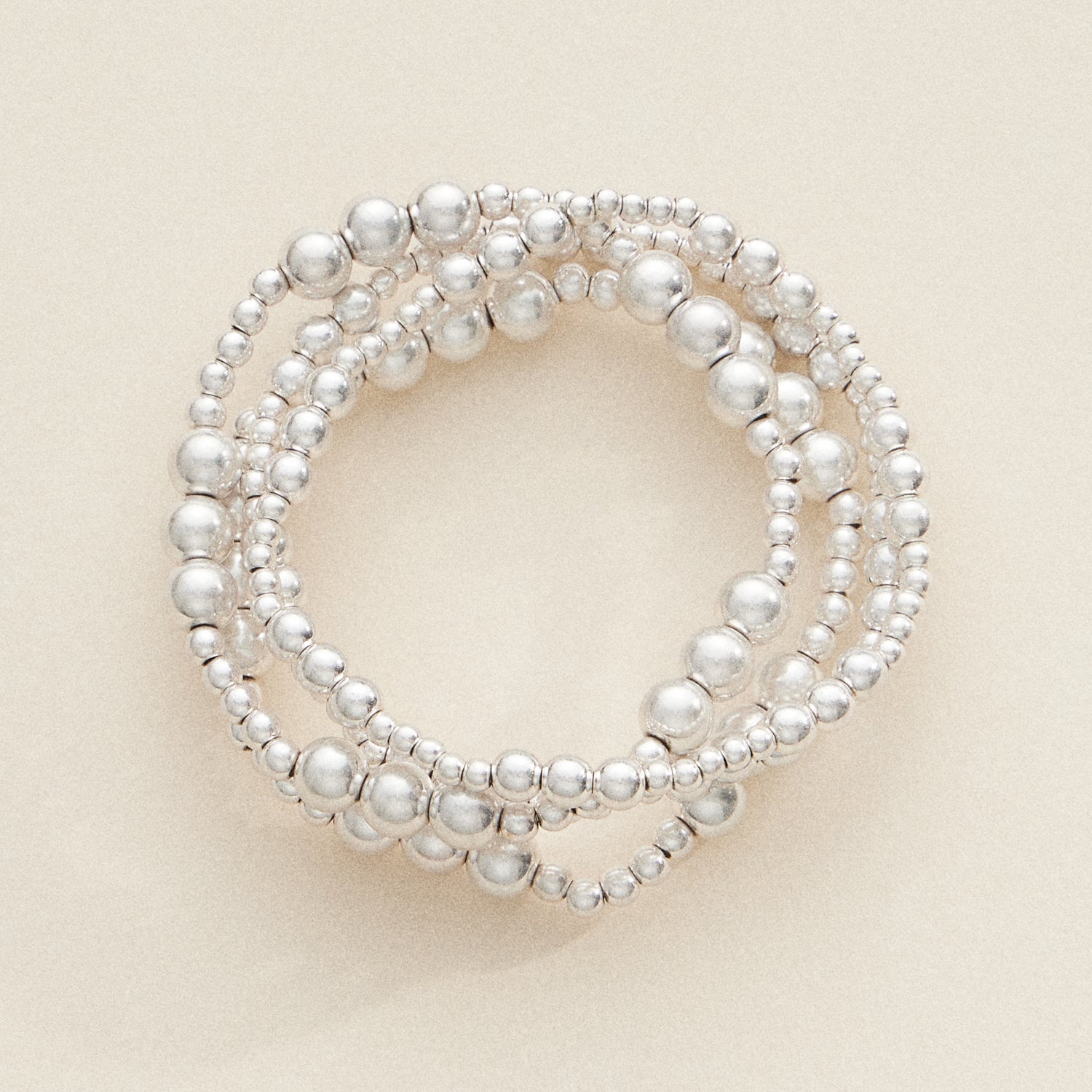 Gold and Silver Beaded Stretch Bracelet Set – Stackable Minimalist Jewelry