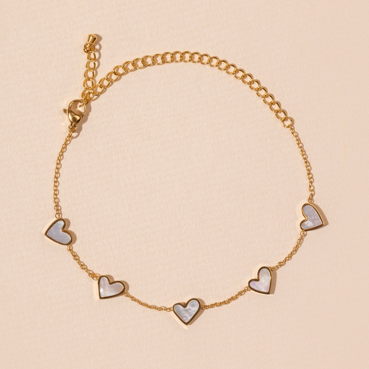 18K Gold-Dipped Stainless Steel Anklet with Heart Charms - Frem