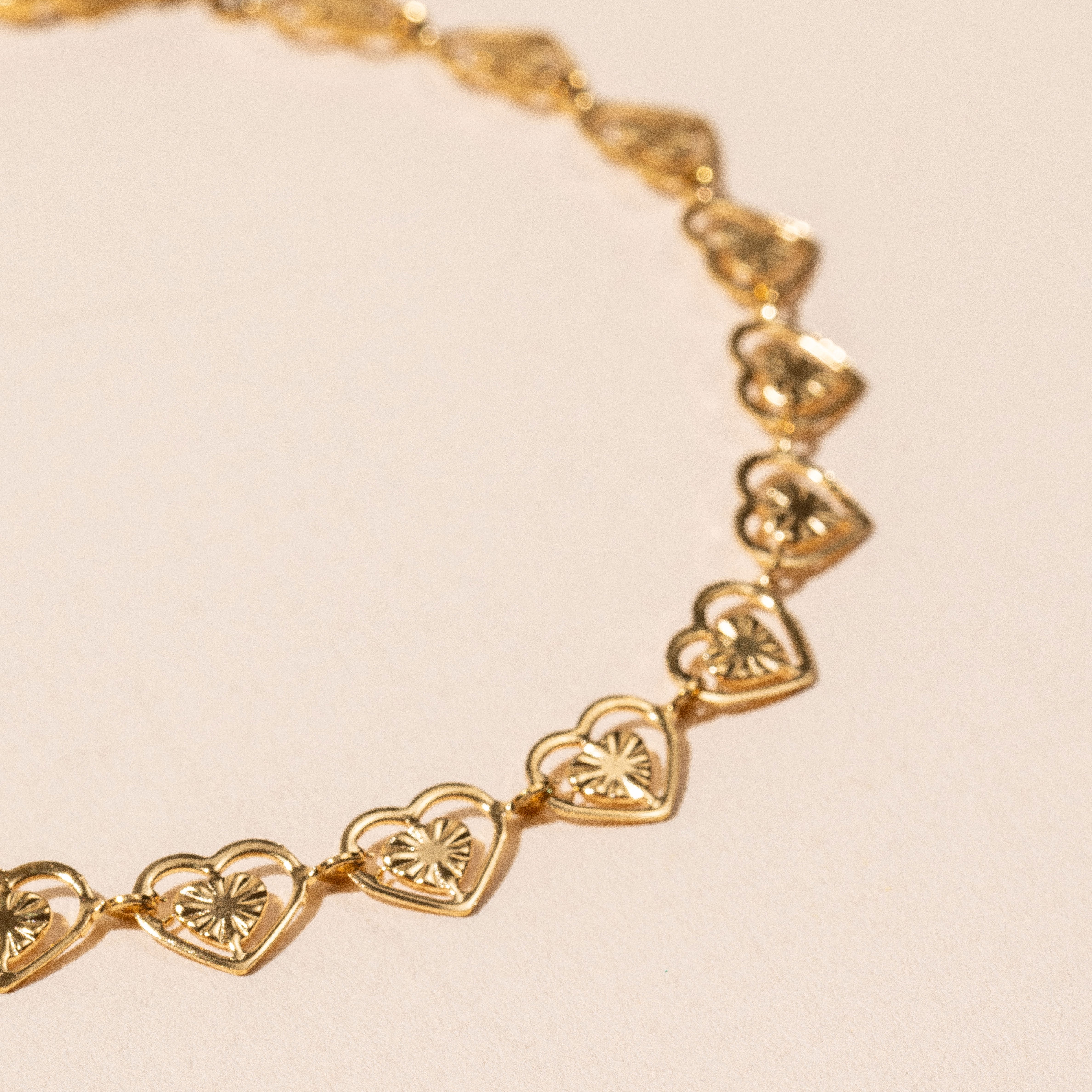 18K Gold dipped Stainless Steel Heart Linked Bracelet