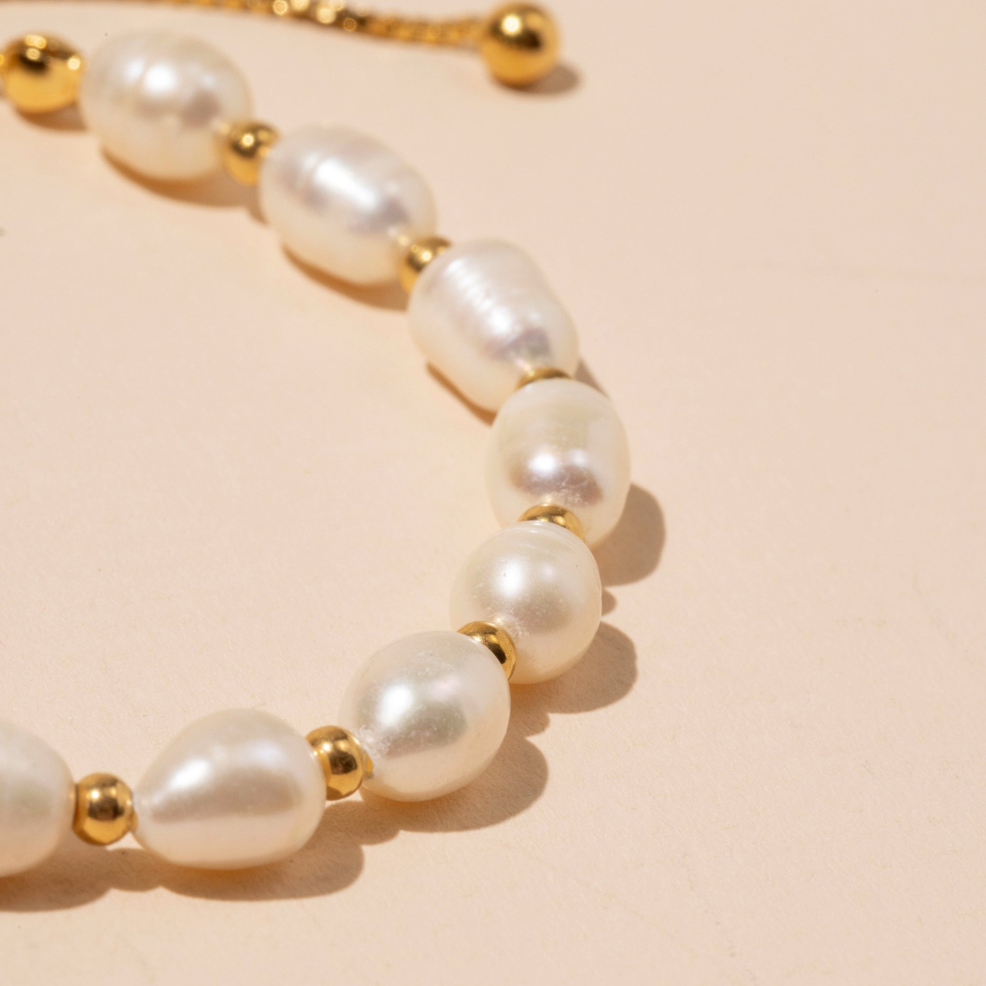 Pearl Charms 18K Gold dipped Stainless Steel Bracelet