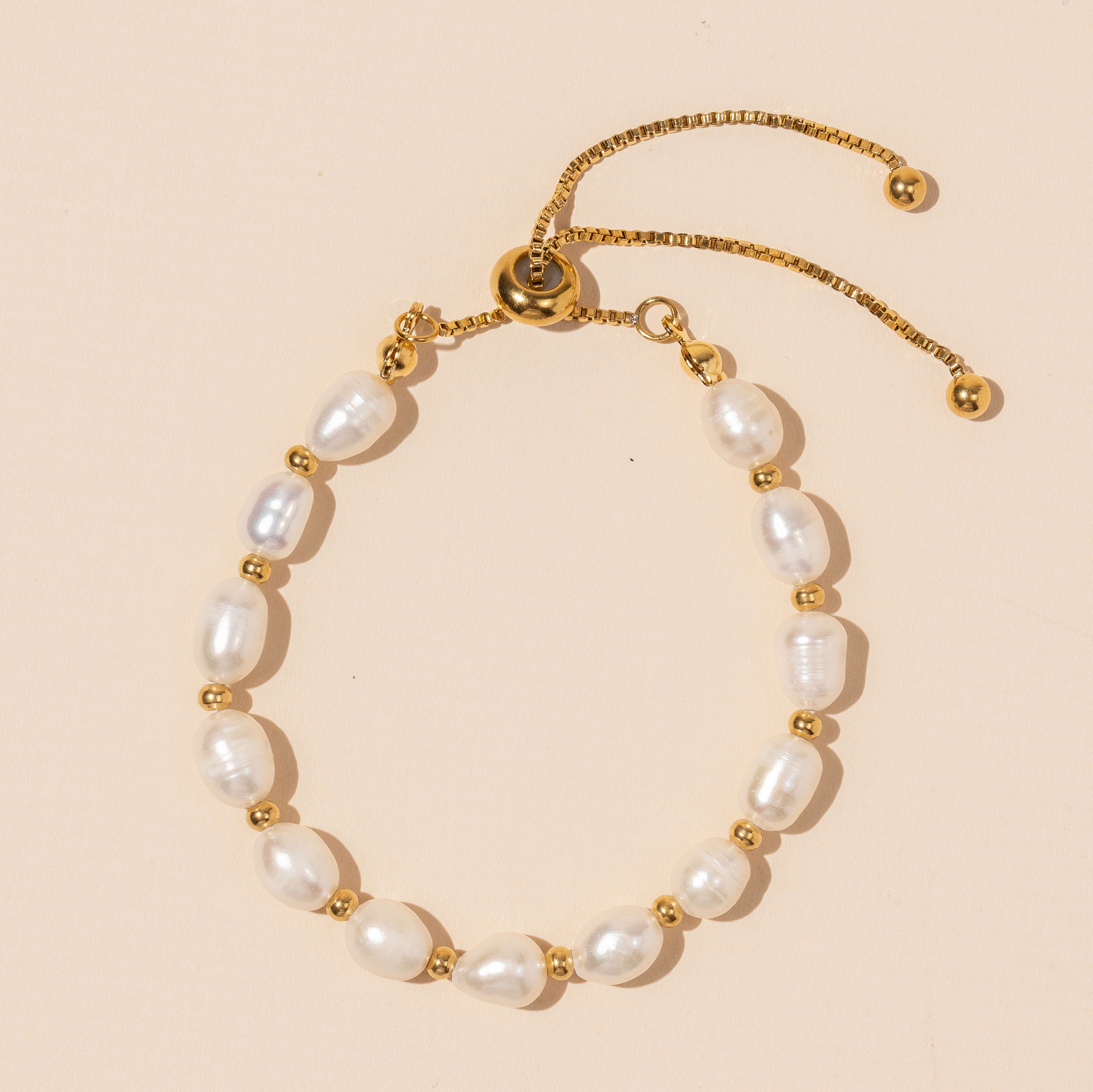 Pearl Charms 18K Gold dipped Stainless Steel Bracelet
