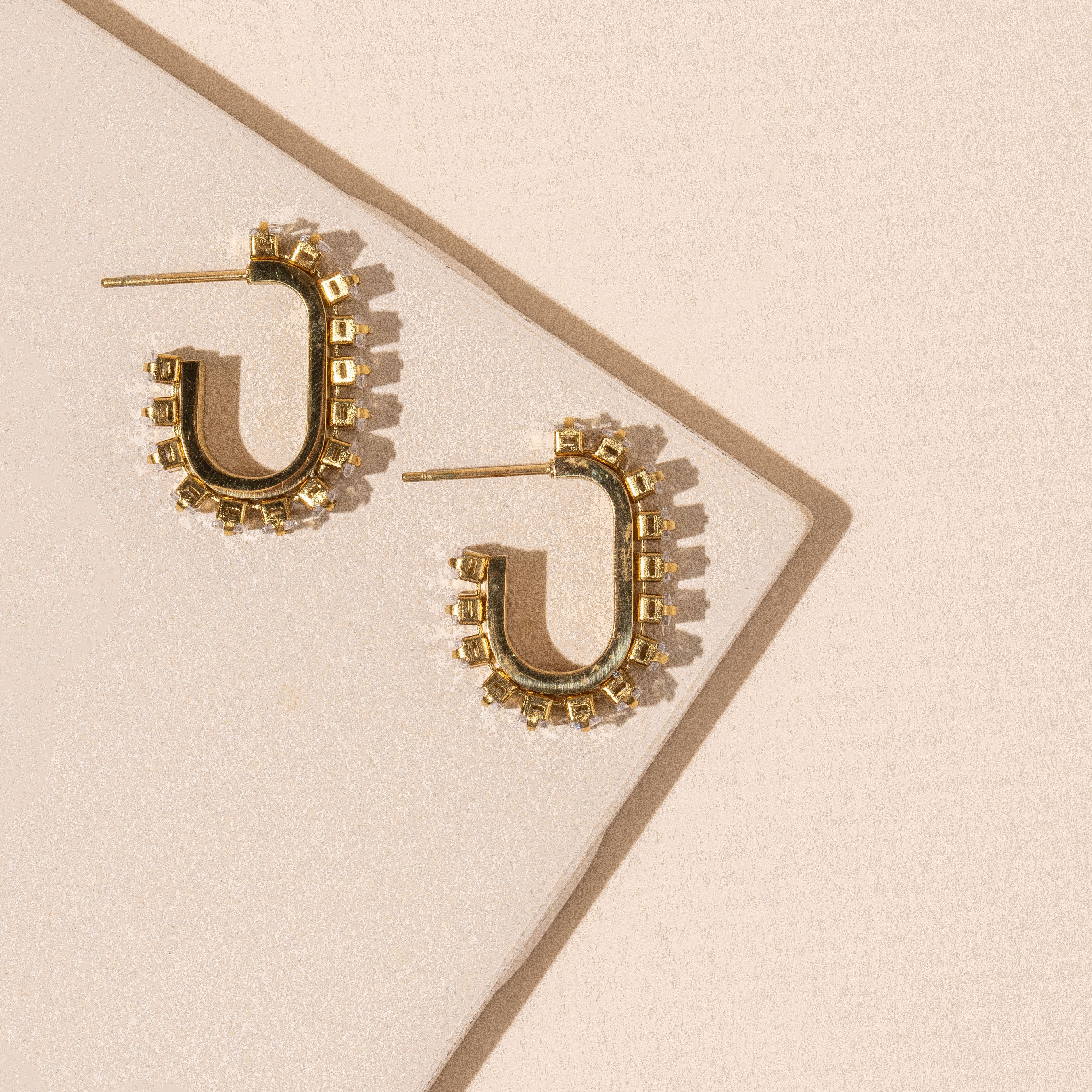 18K Gold Plated Stainless U Shape Hoop Earrings