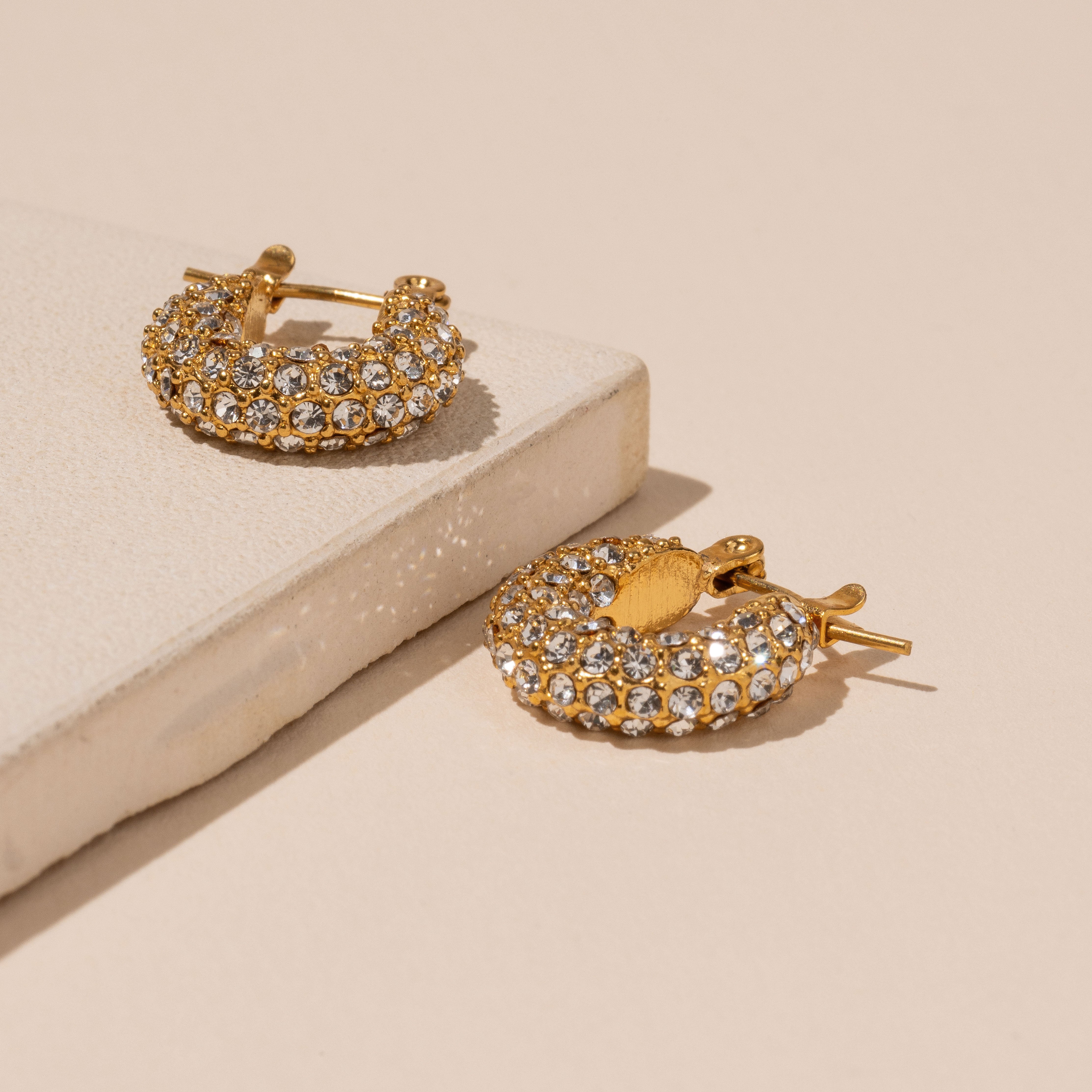 Clear Crystals 18K Gold Plated Stainless Earrings