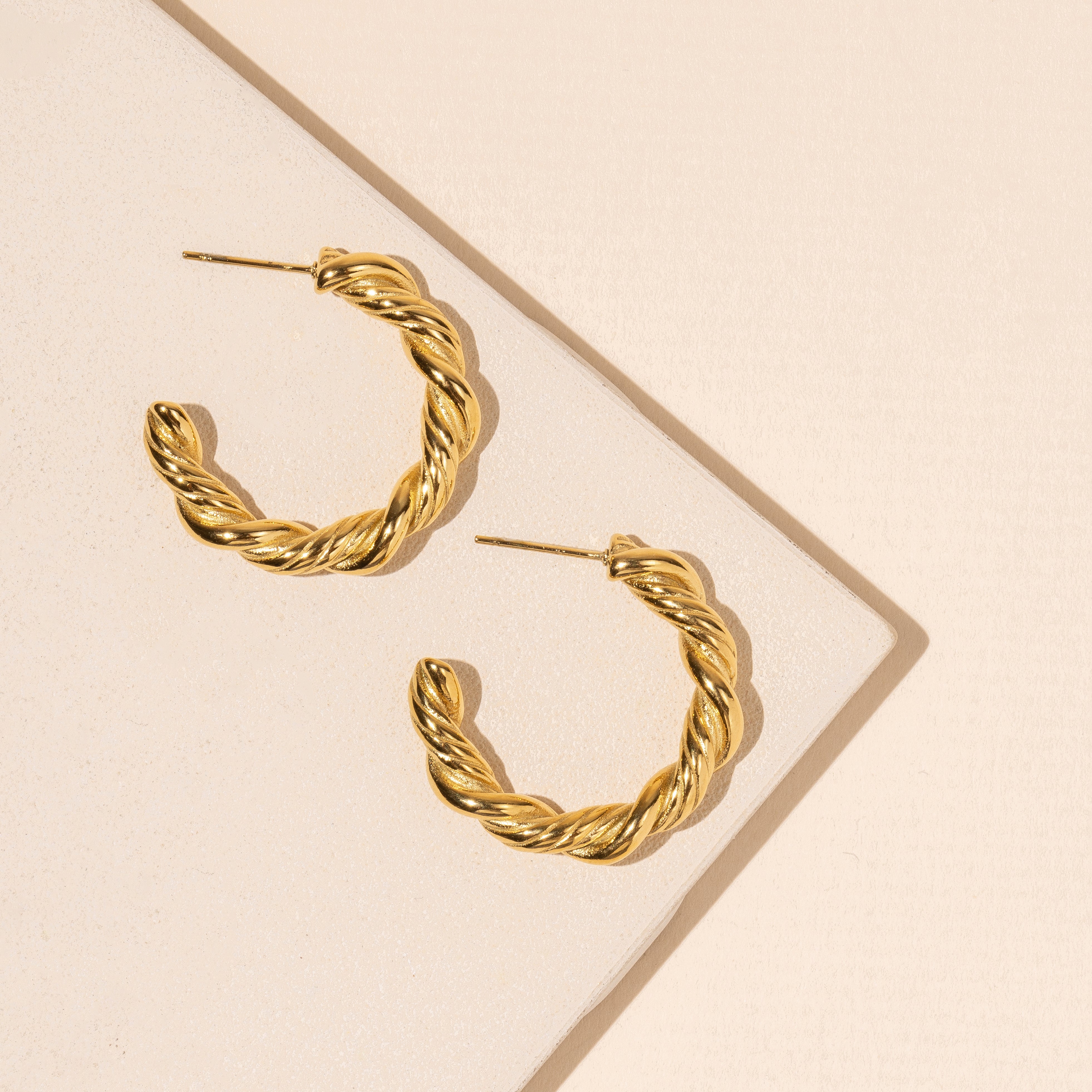 Twisted 18K Gold Plated Stainless Steel Earrings
