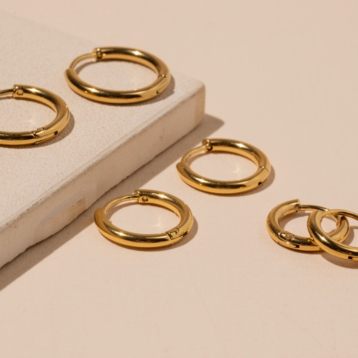 18K Gold Plated Stainless Steel Huggie Earrings