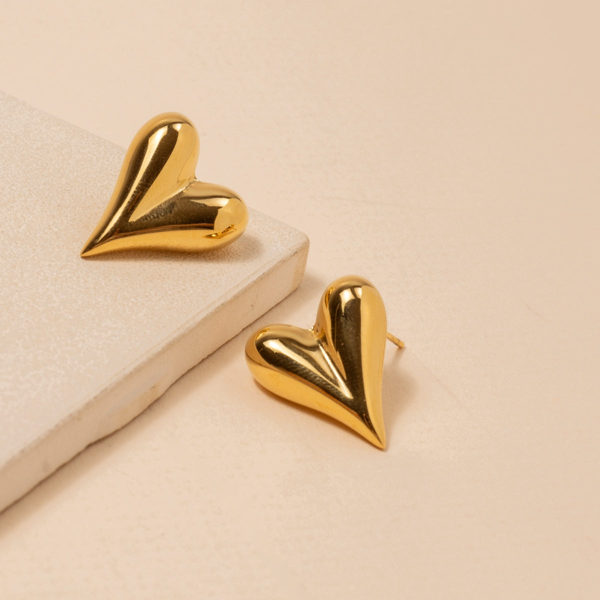Heart 18K Gold-Plated Stainless Steel Stud | Earrings