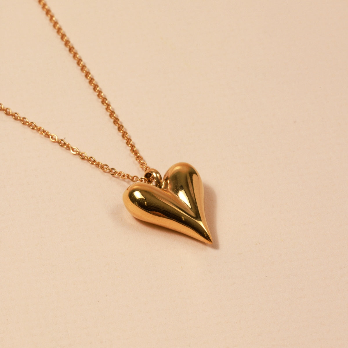 Heart Charm 18K Gold-Plated Stainless Steel Necklace