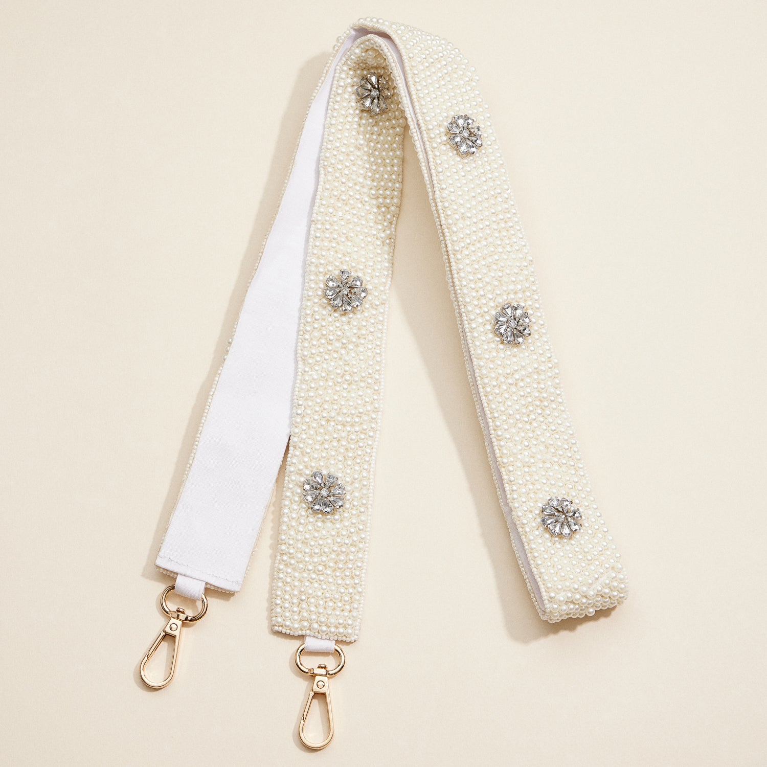 Pearl and Rhinestone Beaded Bag Strap – Classic Chic Accessory