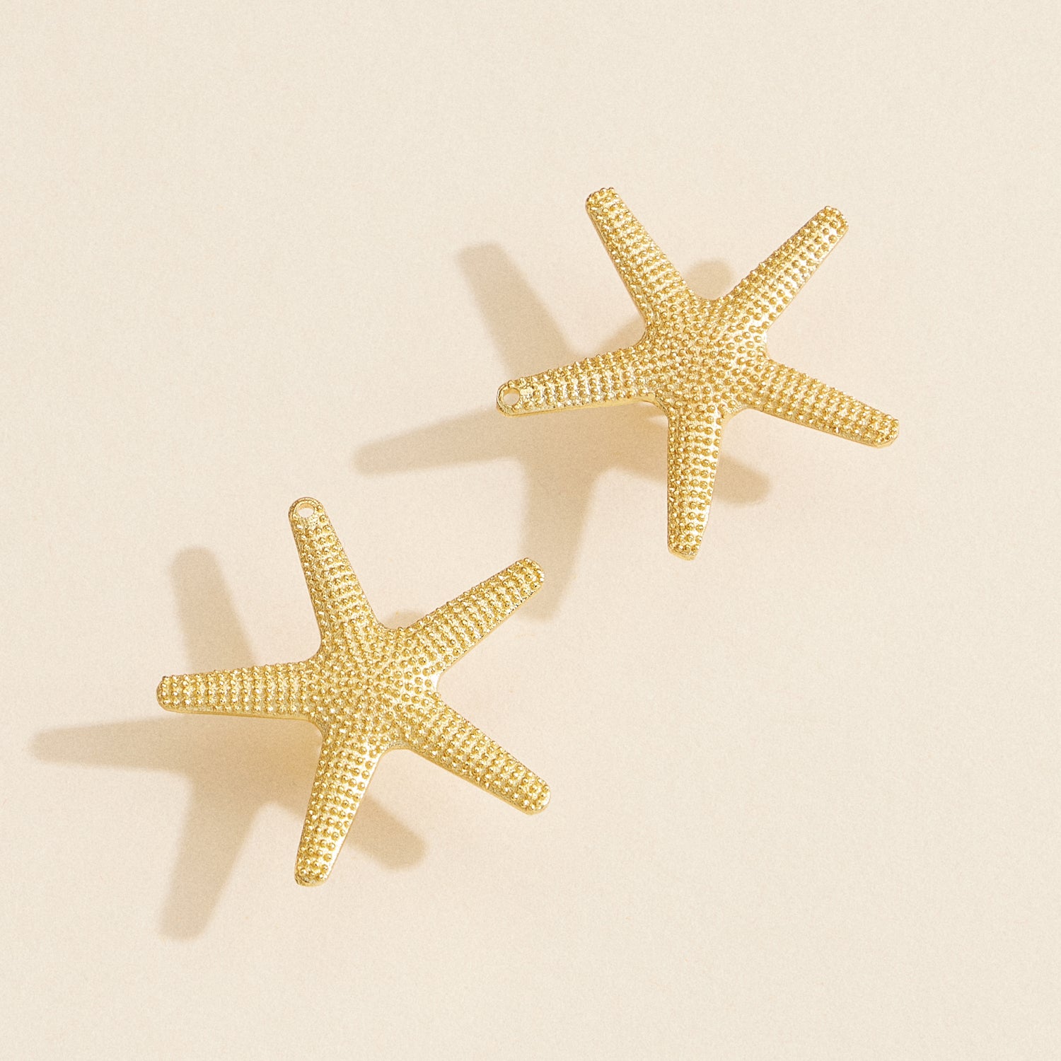 Textured Starfish Drop Earrings – 18K Gold Dipped