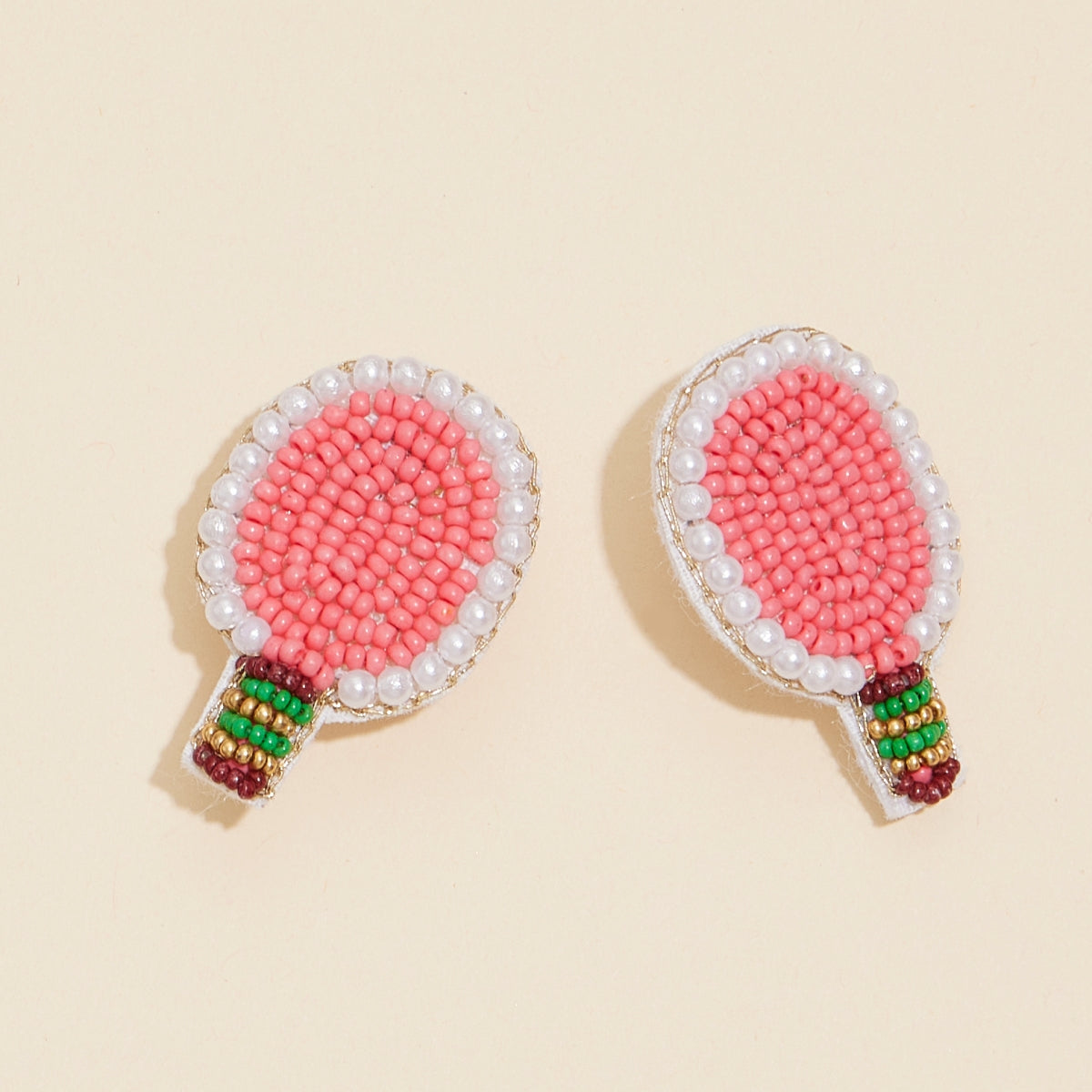 Elegant Table Tennis Rocket Seed Beaded Earrings