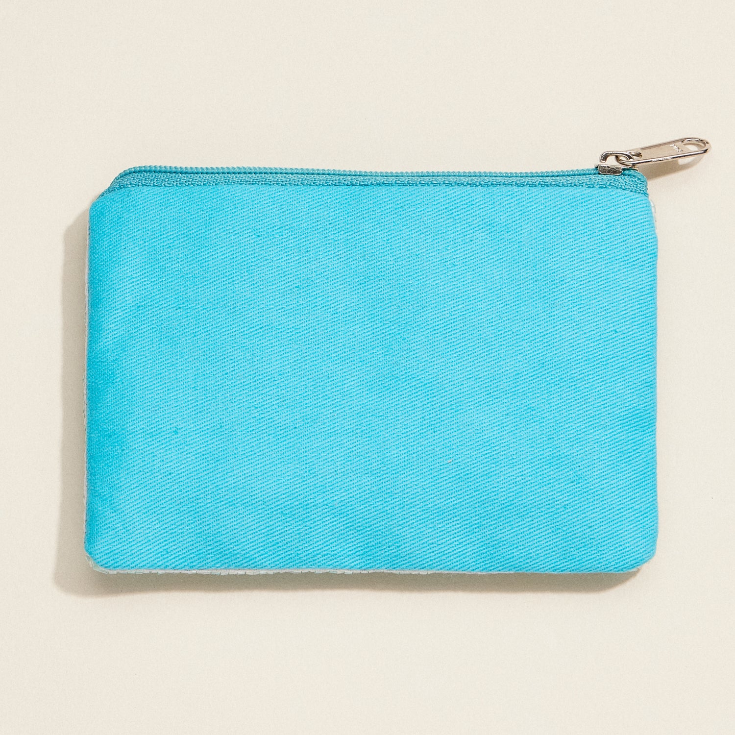Blue Beaded Floral Clutch – Yellow Blossom Zip Pouch with Sequin Detail