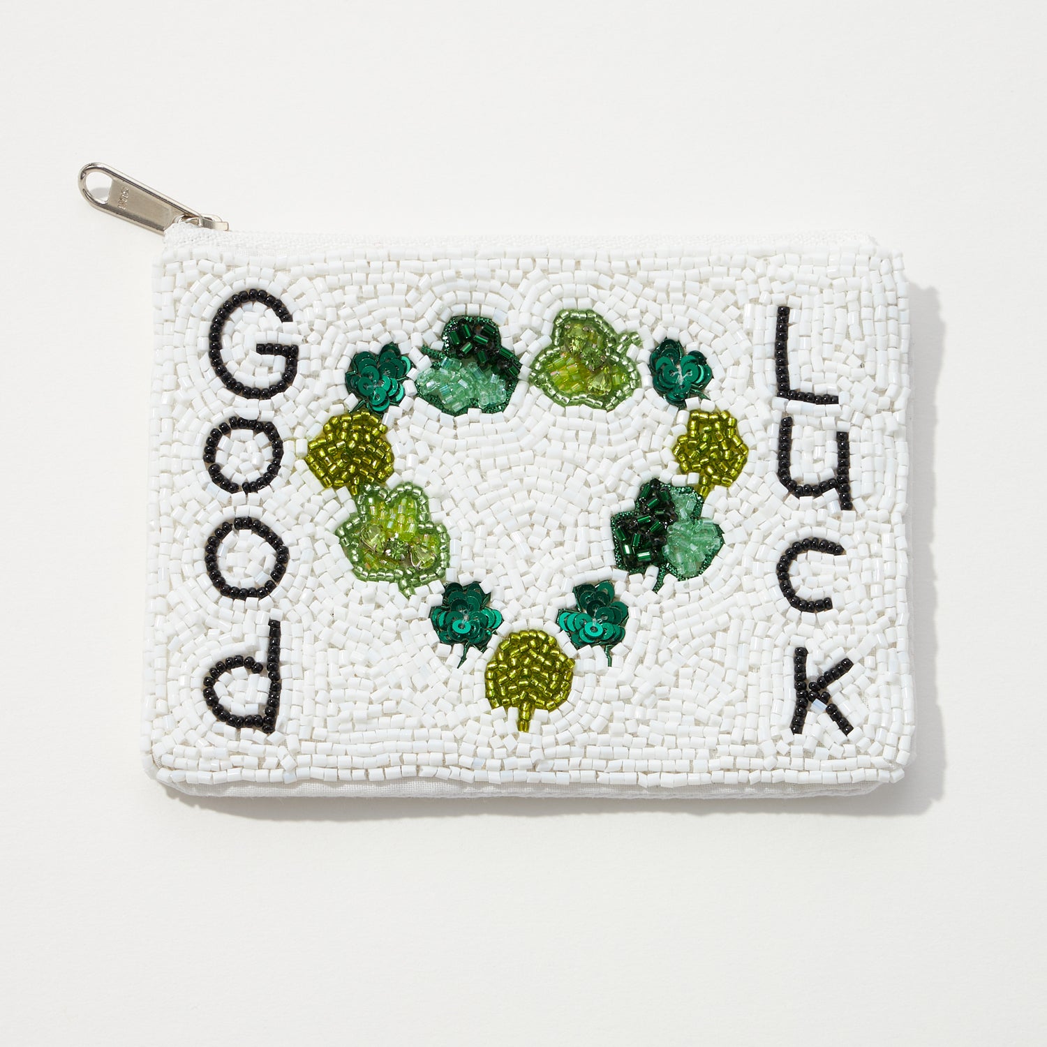 "Good Luck" Bead Coin Pouch for St. Patrick's Day