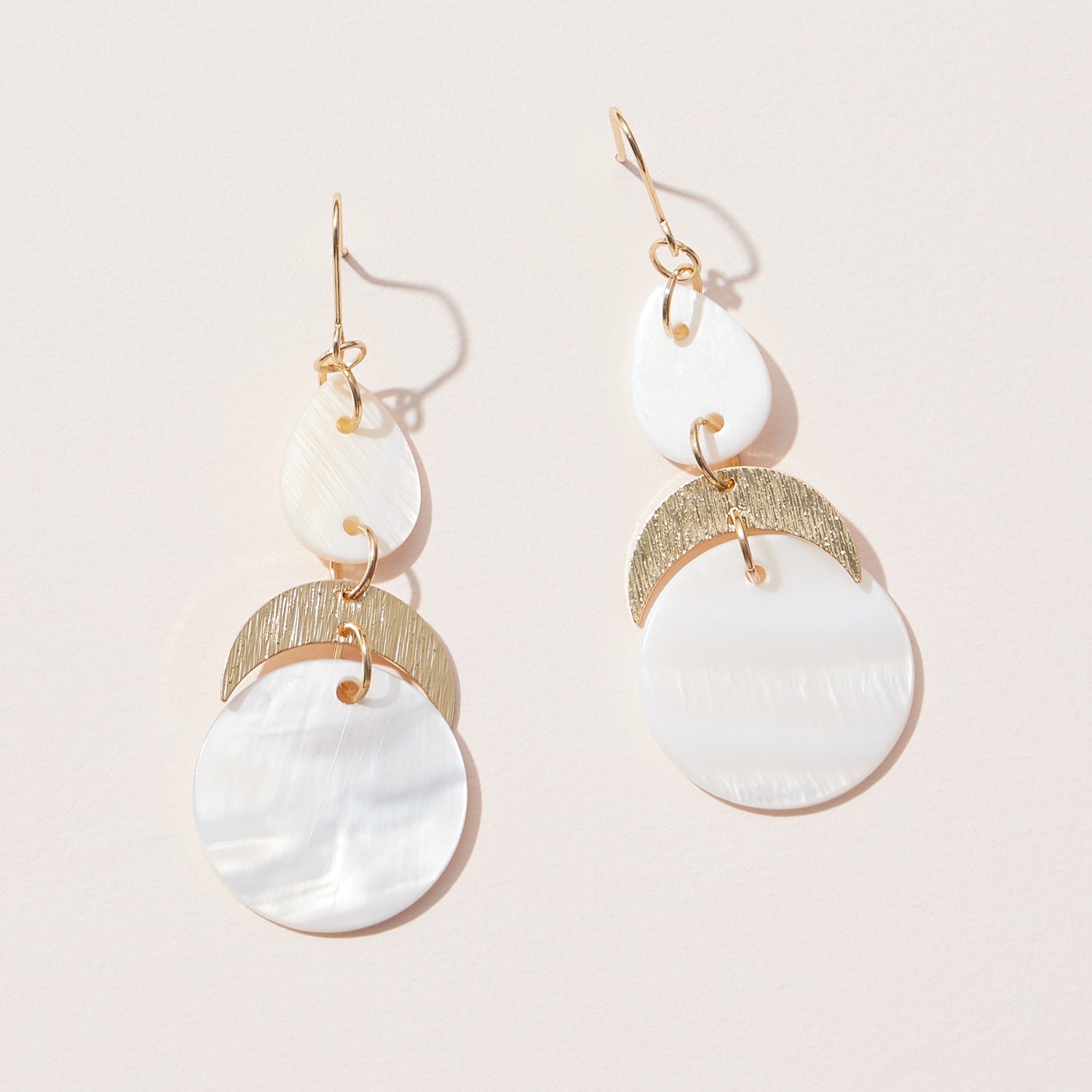 3-Round Mother of Pearl Drop Earrings