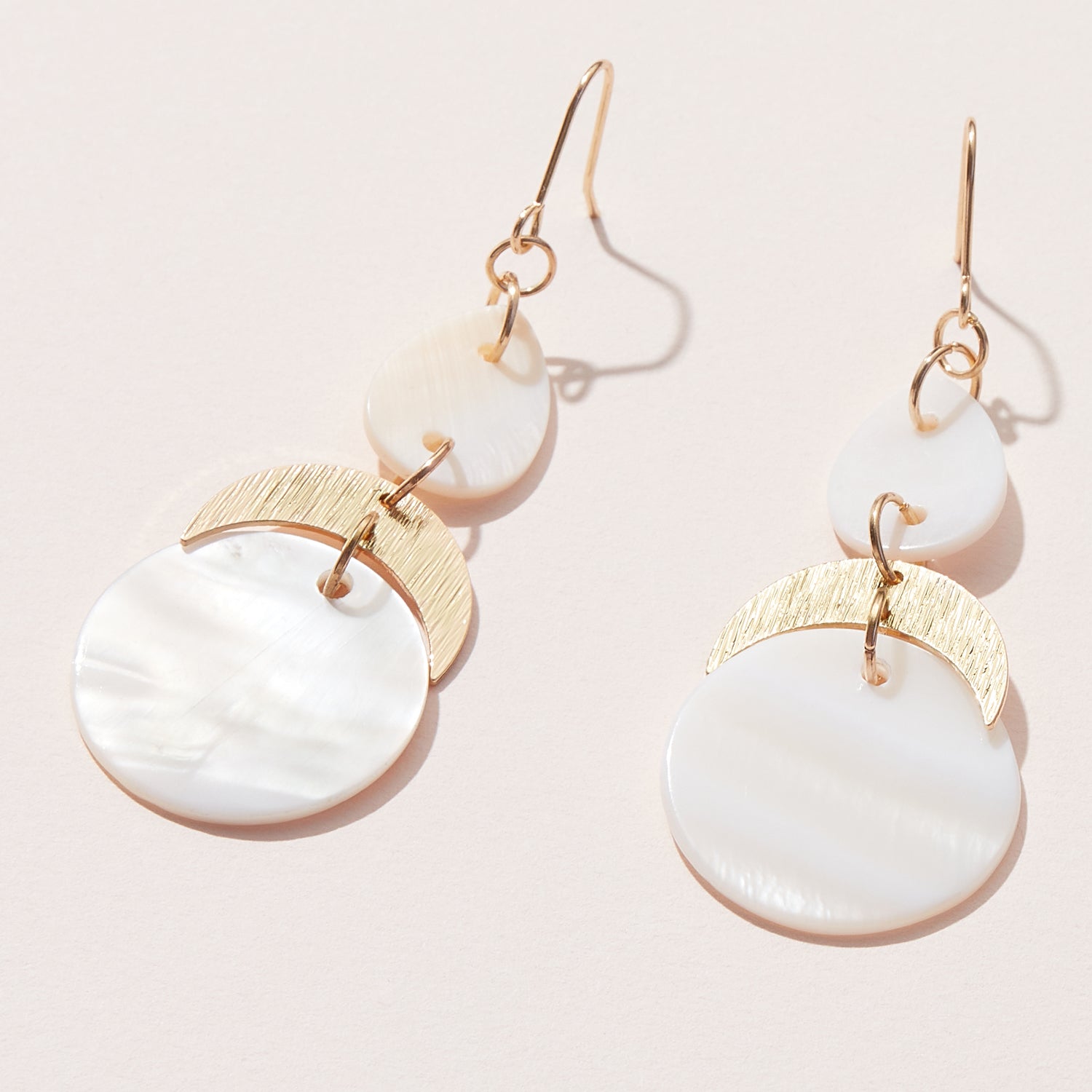 3-Round Mother of Pearl Drop Earrings