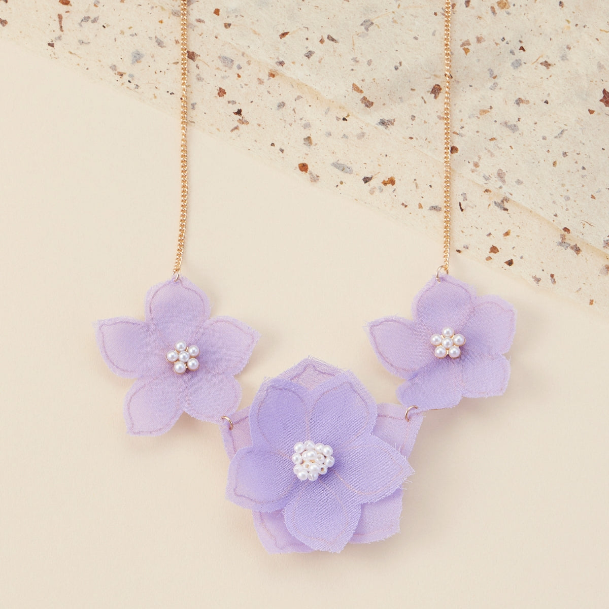 Floral Fabric Charm Short Necklace