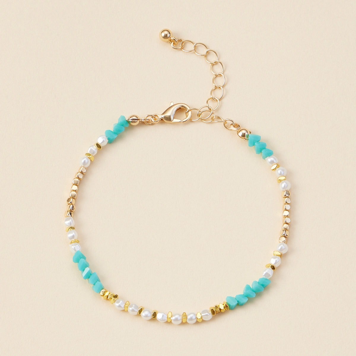 Pearl & Glass Bead Anklet - Frem