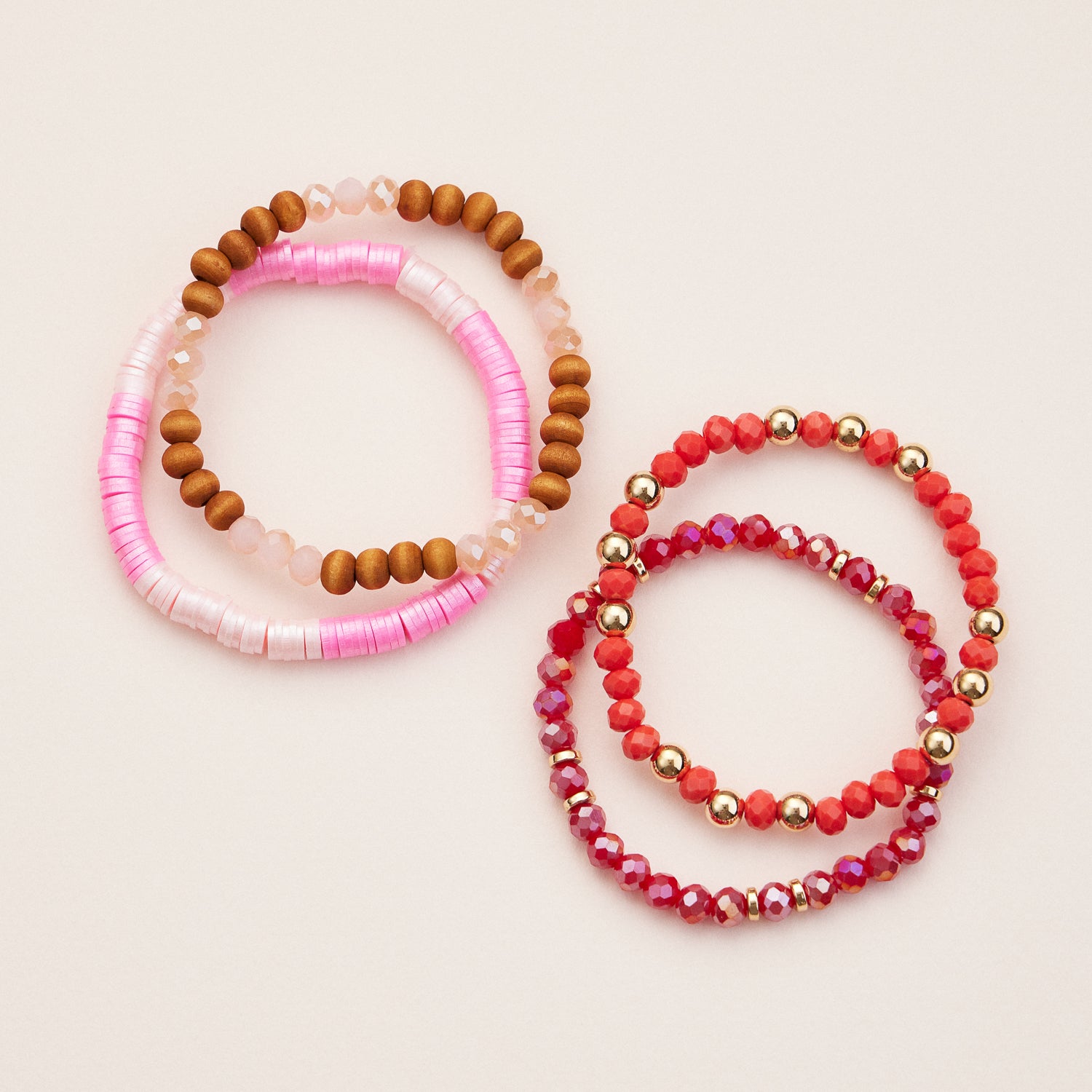 Stackable Beaded Bracelet Sets in Vibrant and Neutral Tones