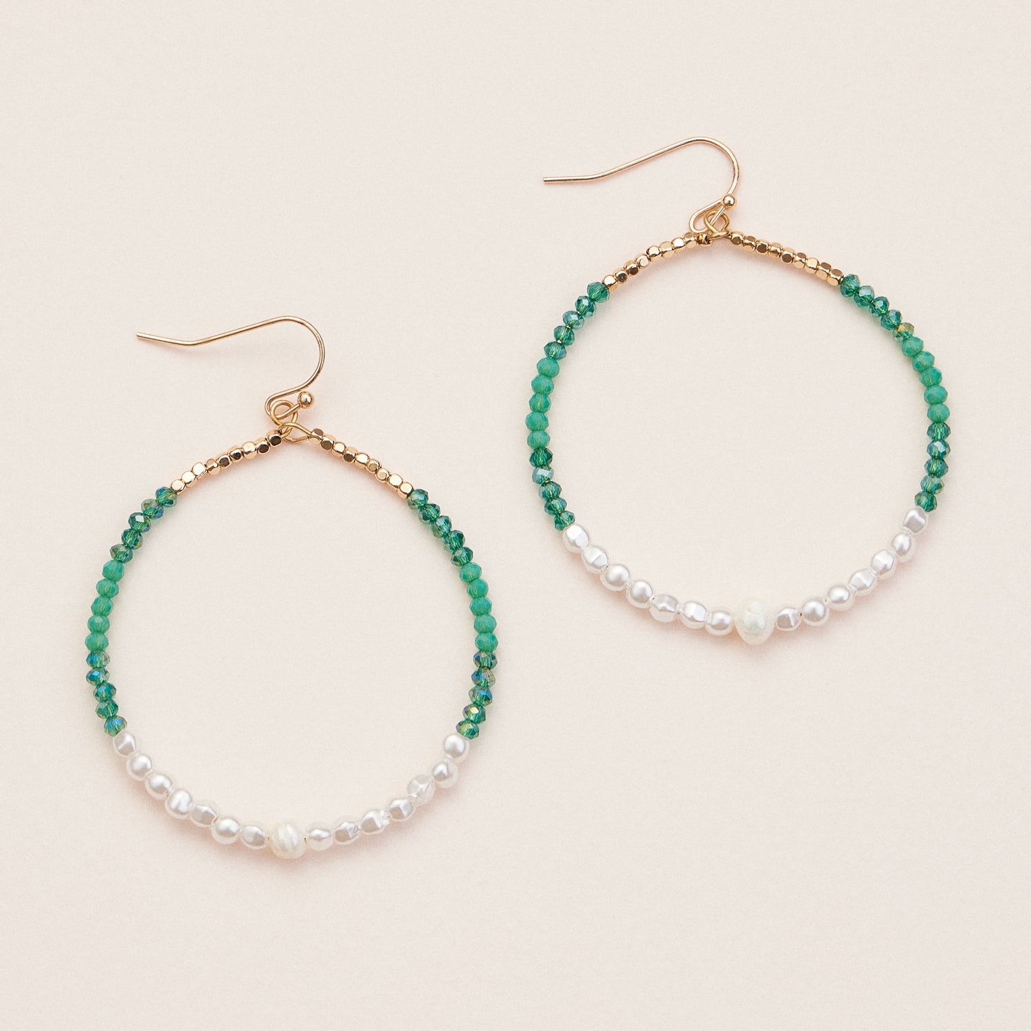 Elegant Crystal and Pearl Hoop Earrings – Gold Accent Statement Jewelry