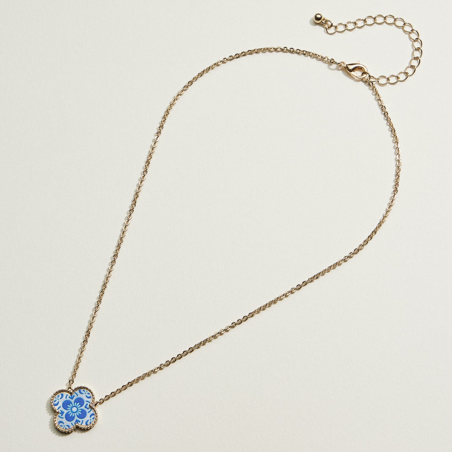 Blue Floral Pendant Necklace | Porcelain-Inspired Jewelry