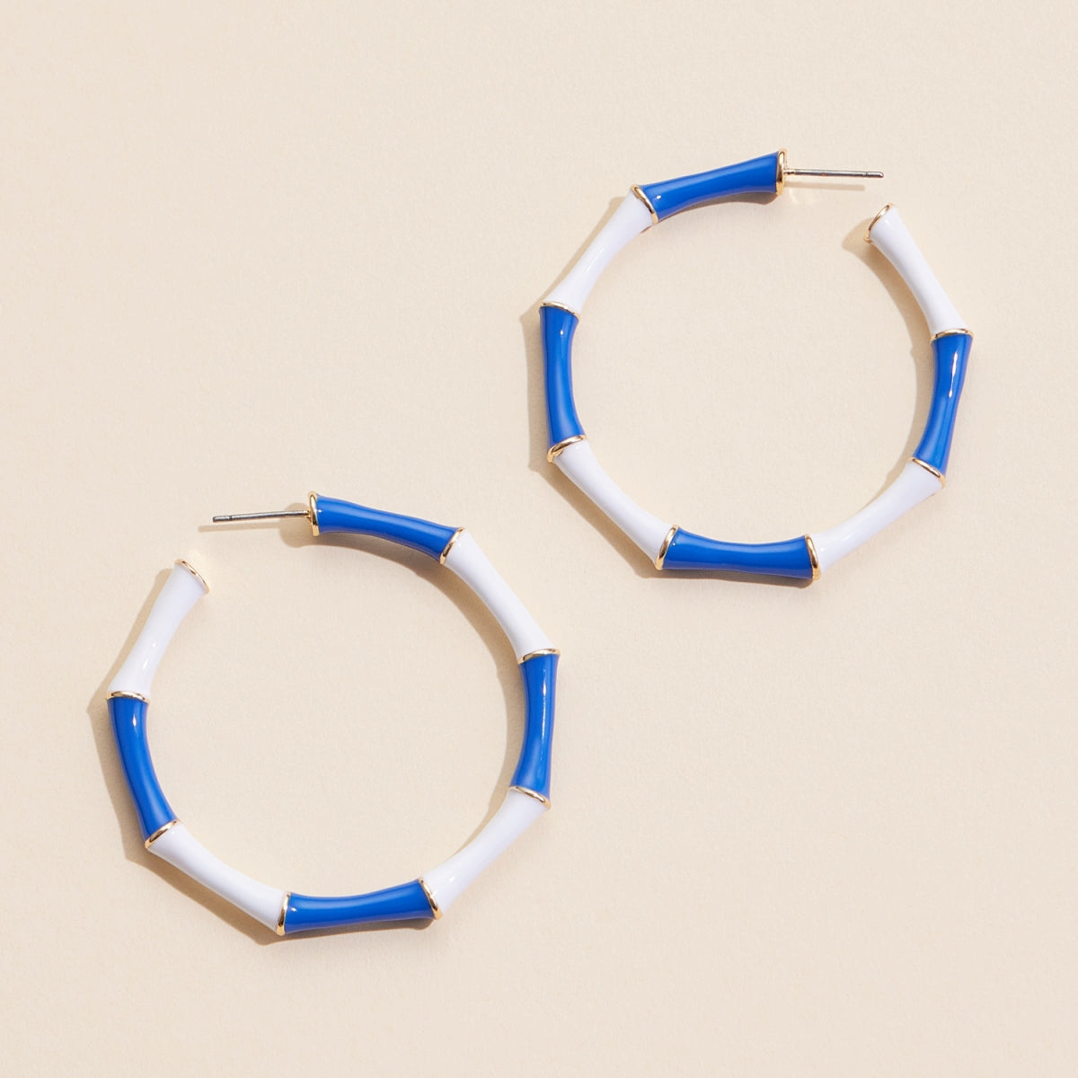 Game Day Color-Block Enamel Hoop Earrings