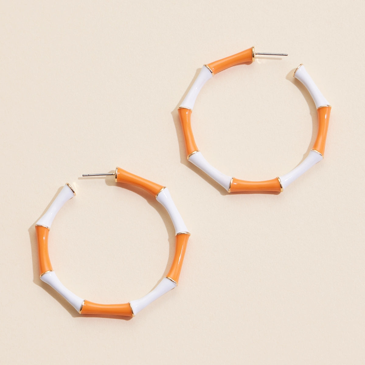 Game Day Color-Block Enamel Hoop Earrings