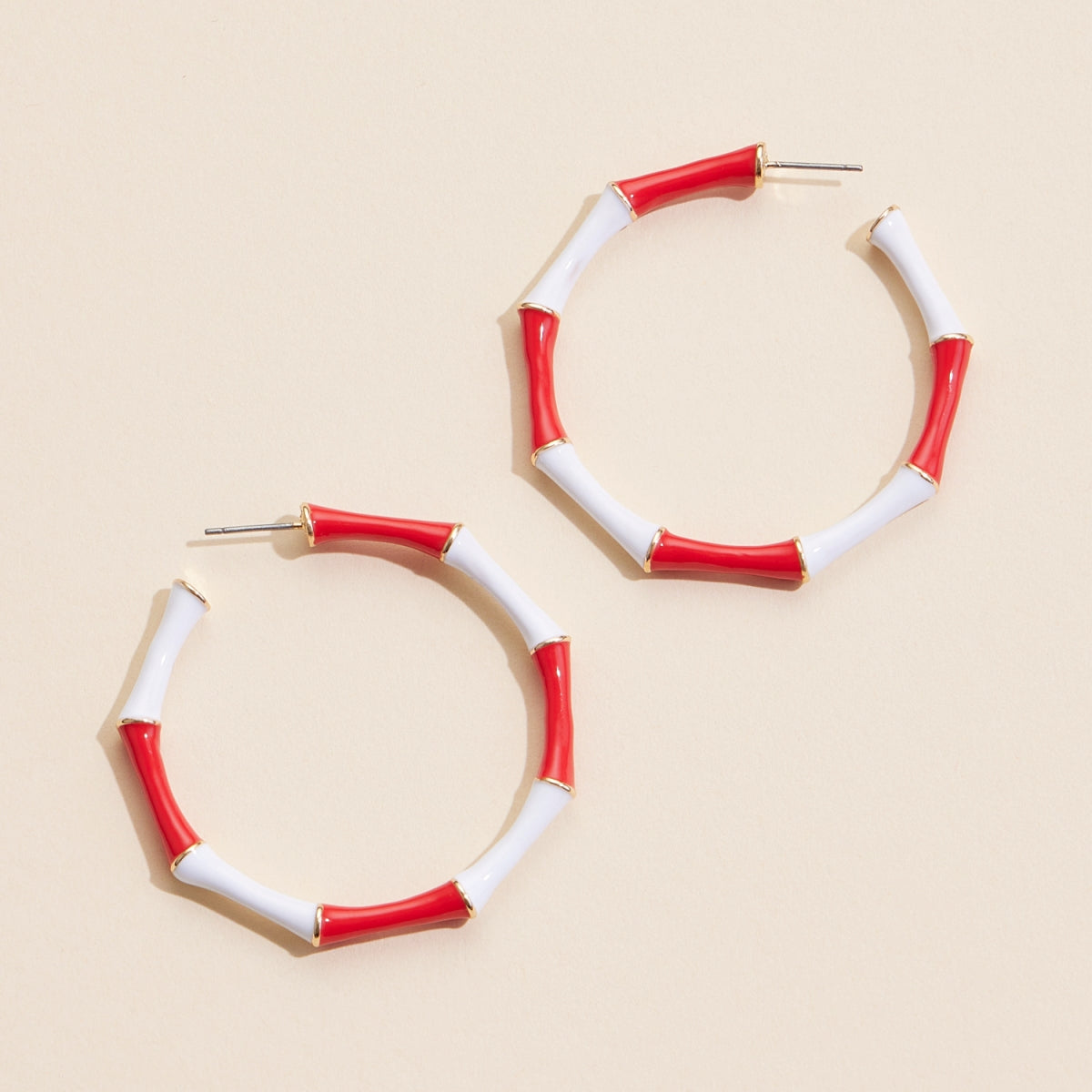 Game Day Color-Block Enamel Hoop Earrings