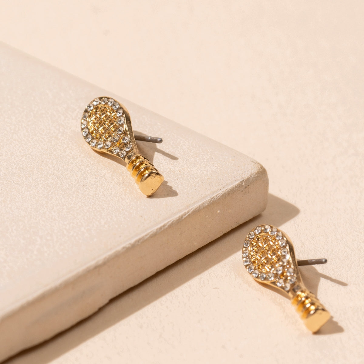 Tennis Racquet 18K Gold-Plated Stud Earrings