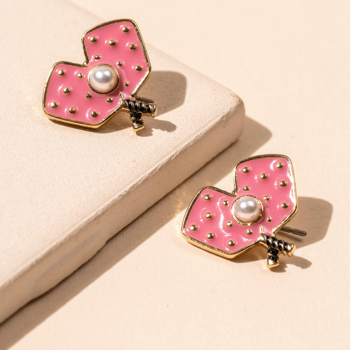Enamel Pickleball 18K Gold-Plated Stud Earrings - Frem