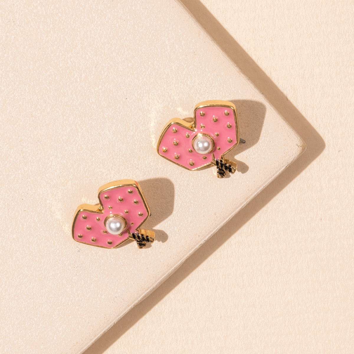 Enamel Pickleball 18K Gold-Plated Stud Earrings - Frem