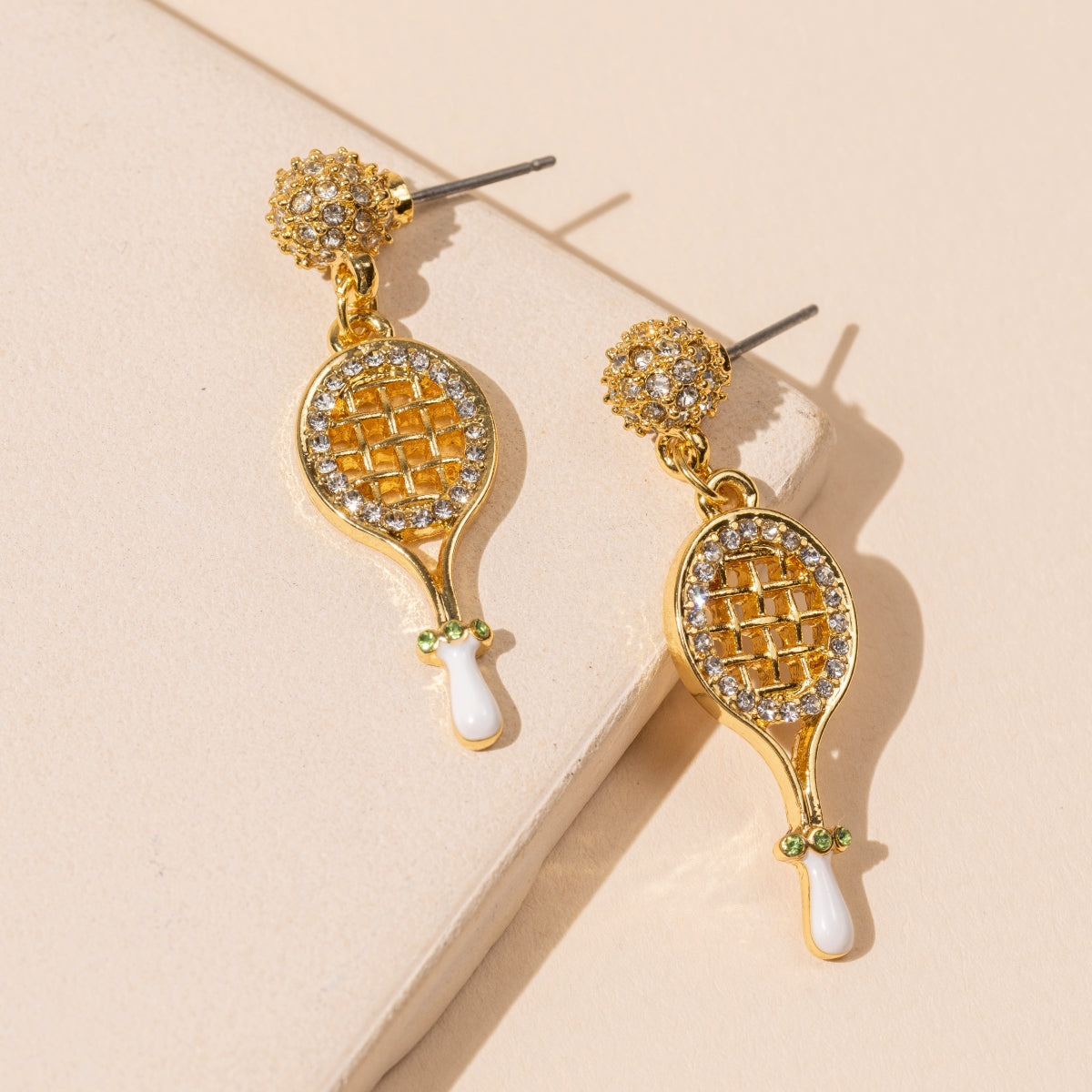 Tennis Enamel 18K Gold-Plated Dangle Earrings