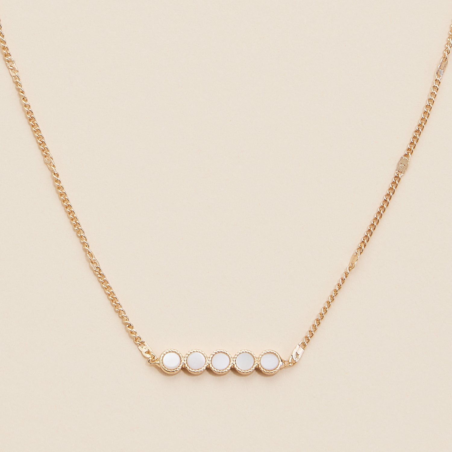 Short Necklace with Shell Dot Charms