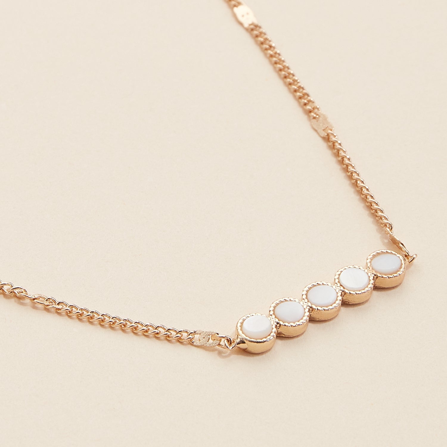 Short Necklace with Shell Dot Charms
