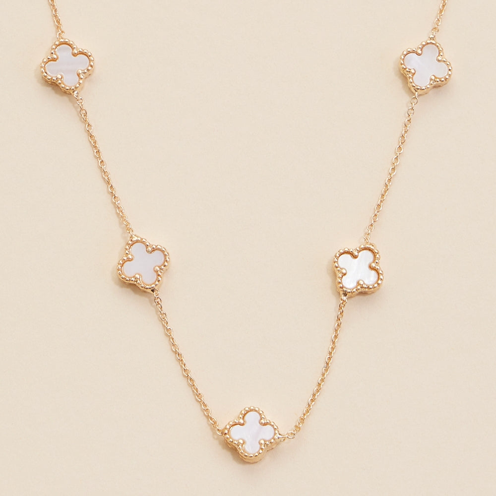 Short Necklace with Floral Shell Charms