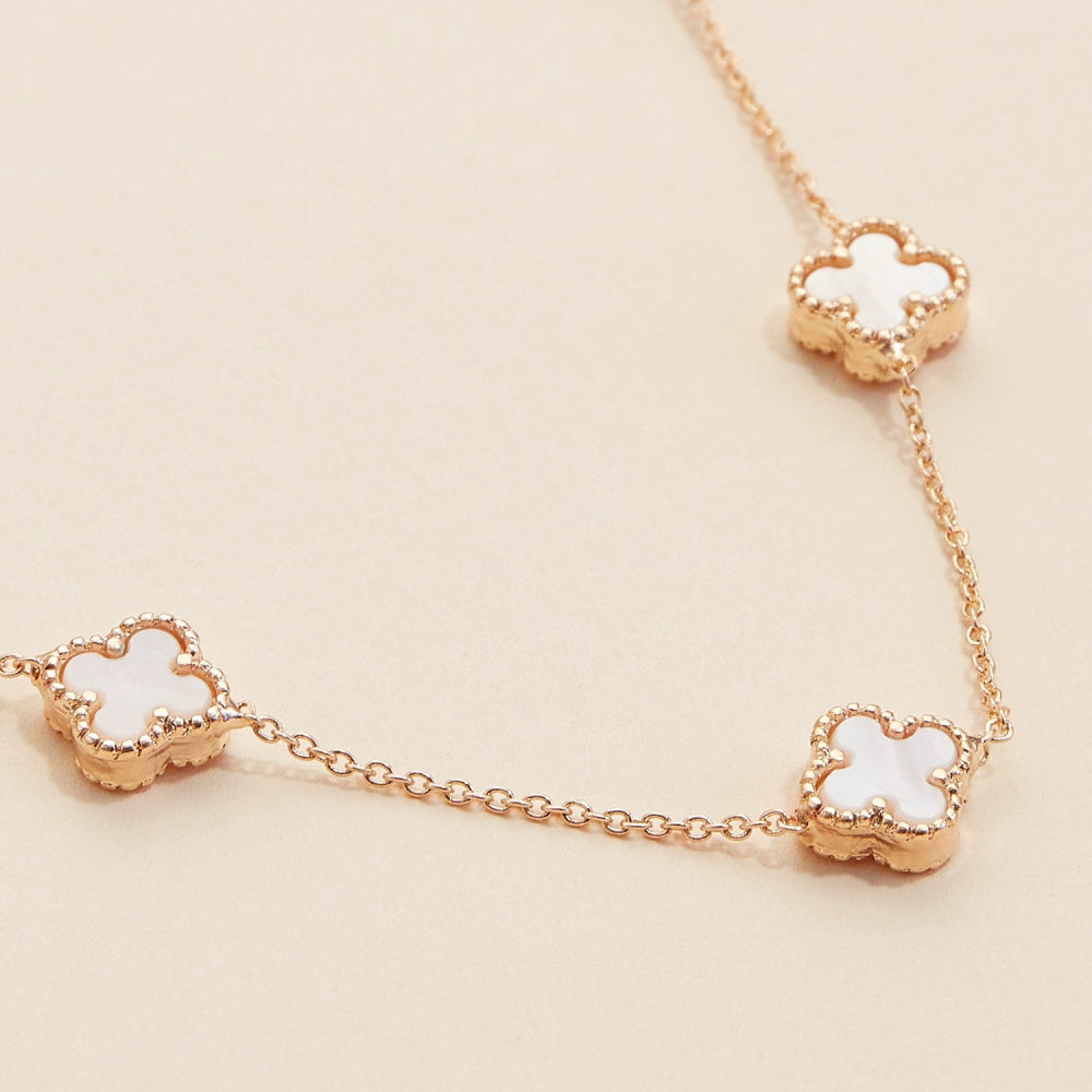 Short Necklace with Floral Shell Charms